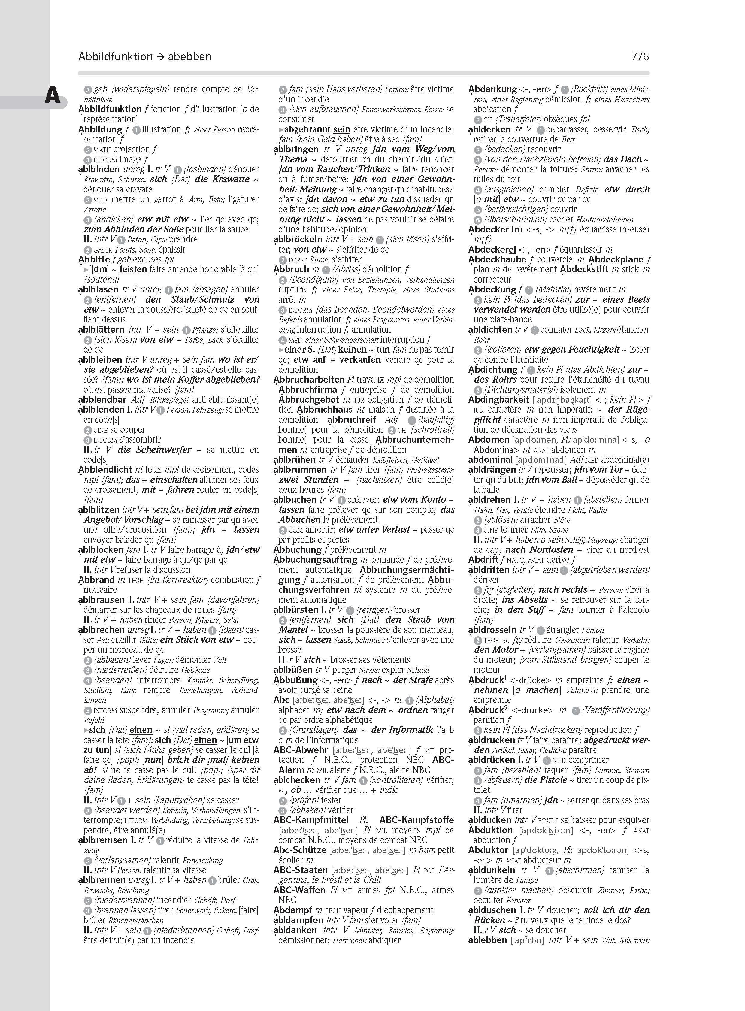 Beispielinhalt (Bild) PONS Großwörterbuch Französisch