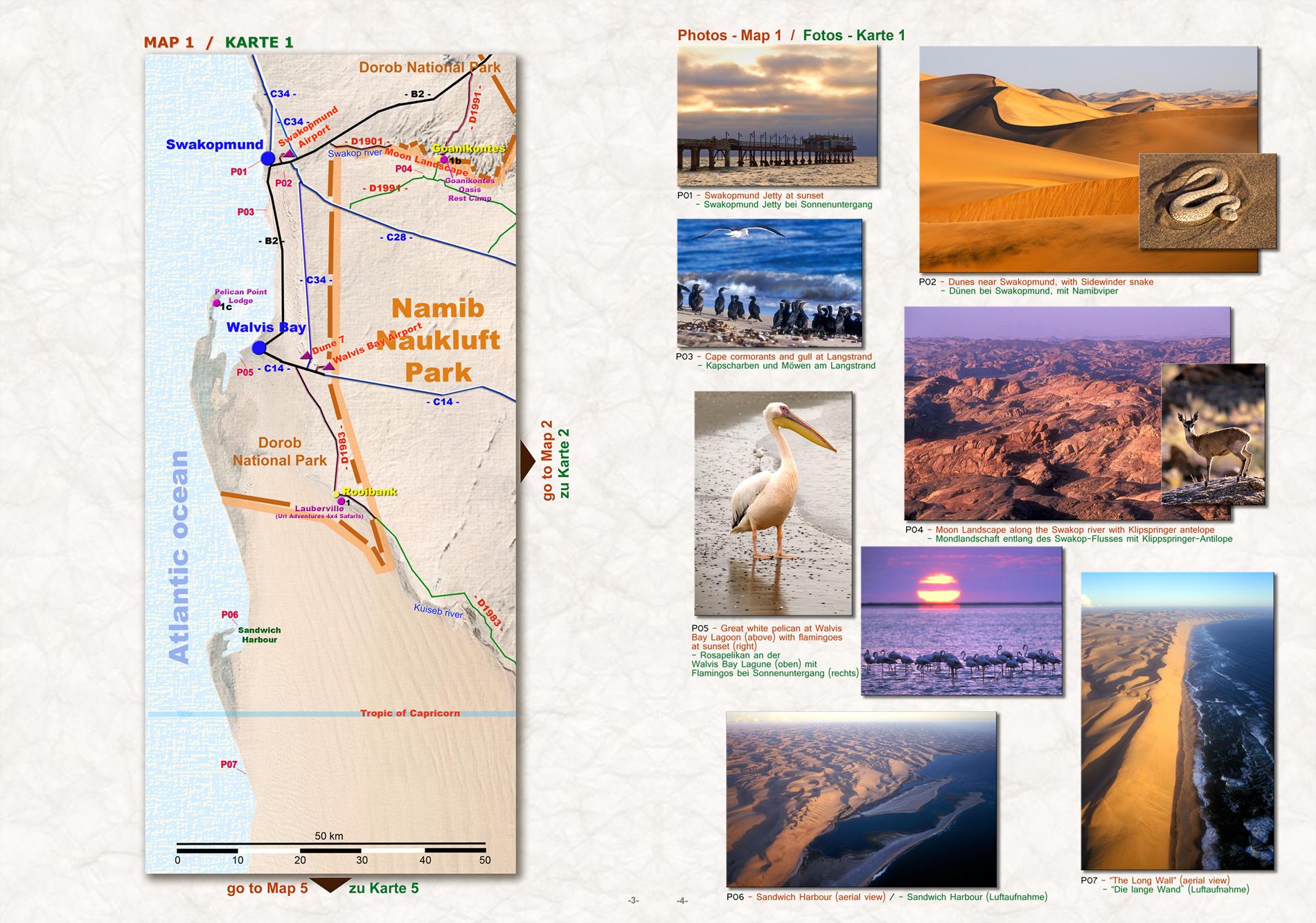 Beispielinhalt (Bild) Das komplette Kartenset NAMIBIA (3-teilig)