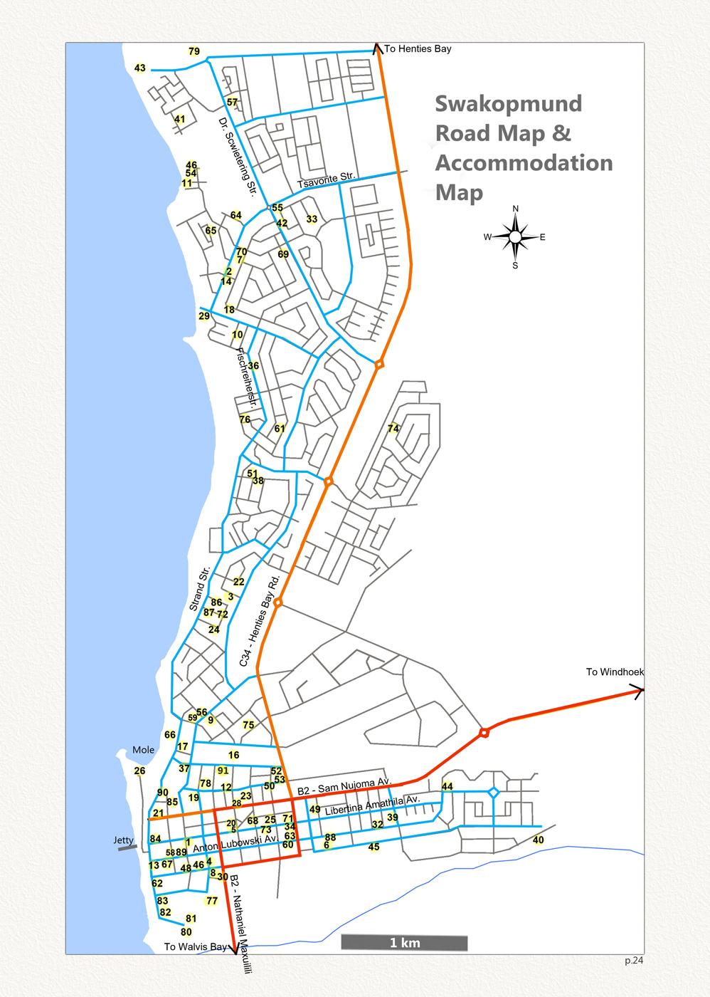 Beispielinhalt (Bild) Detaillierte NAMIBIA Reisekarte - NAMIBIA ROAD MAP (1:1.160.000)