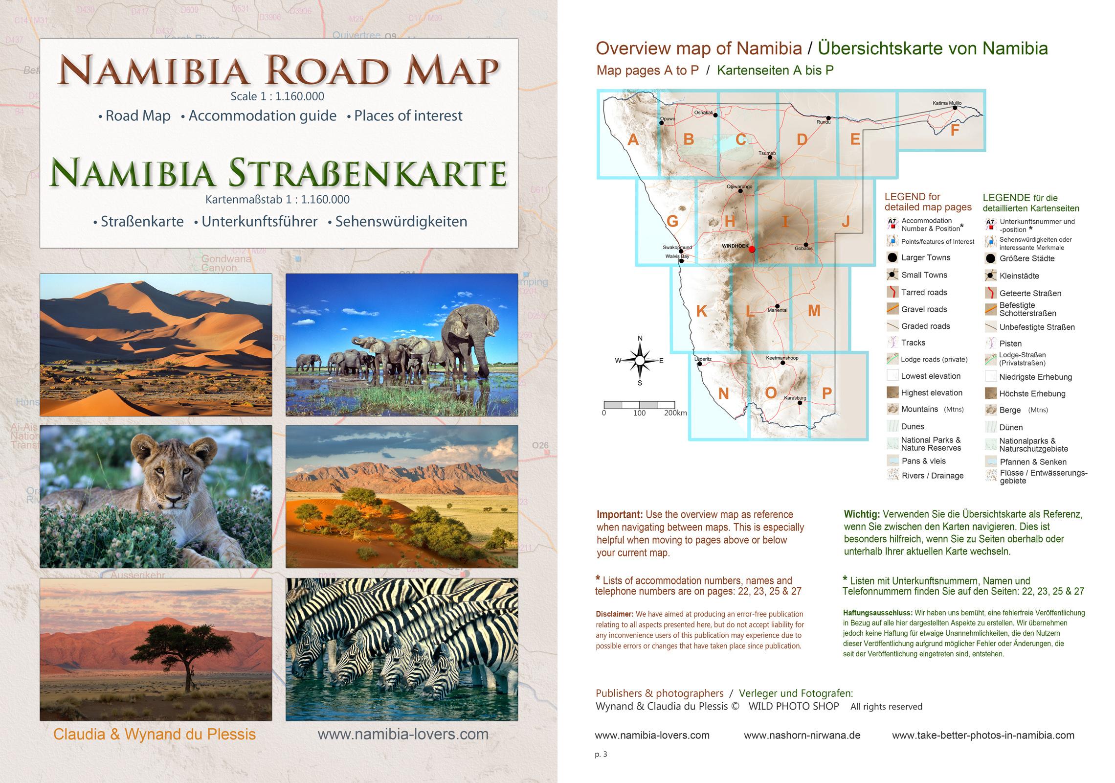 Beispielinhalt (Bild) Das komplette Kartenset NAMIBIA Plus (4-teilig)