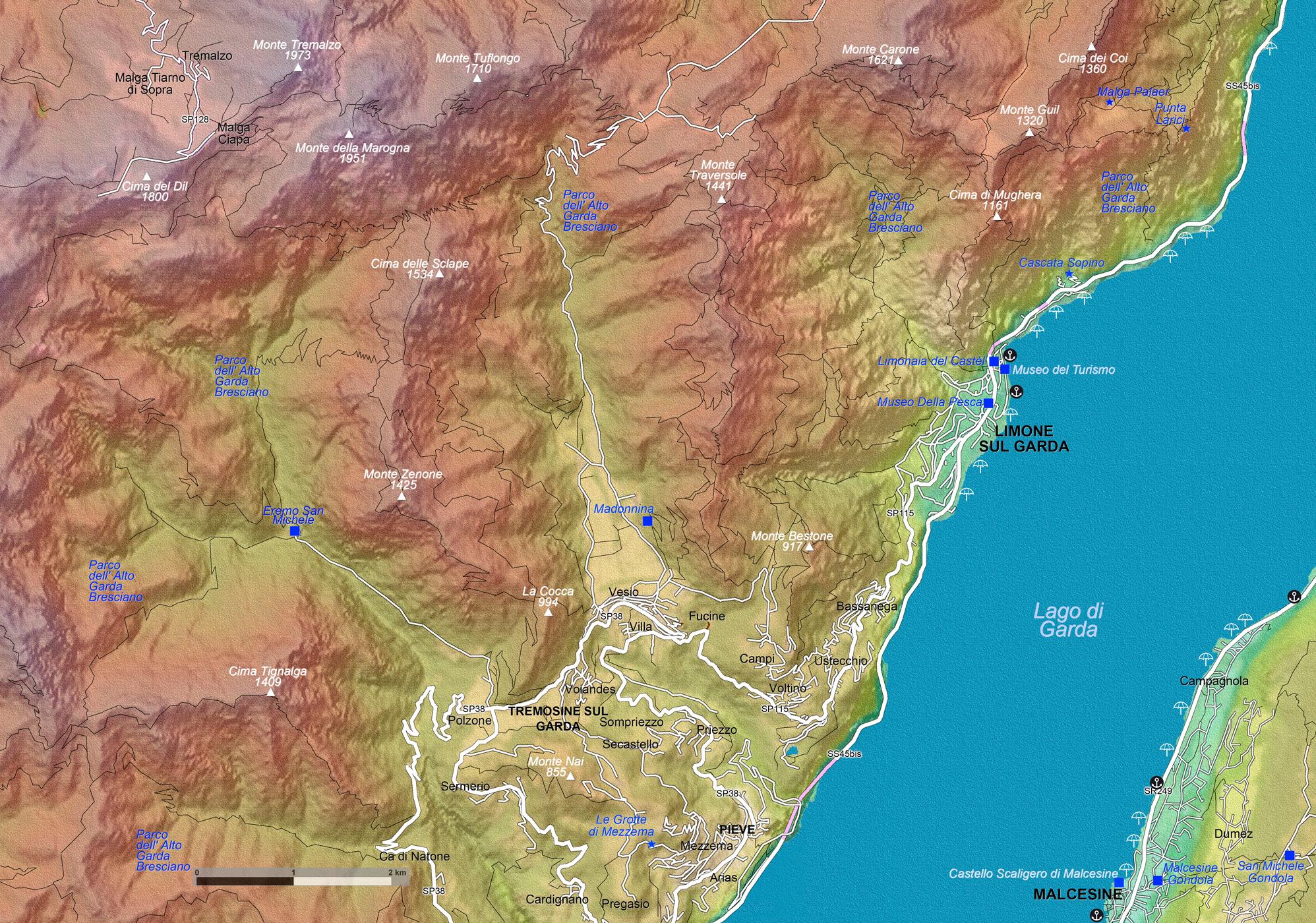 Beispielinhalt (Bild) Gardasee - Lago di Garda (Maßstab 1:33.000)