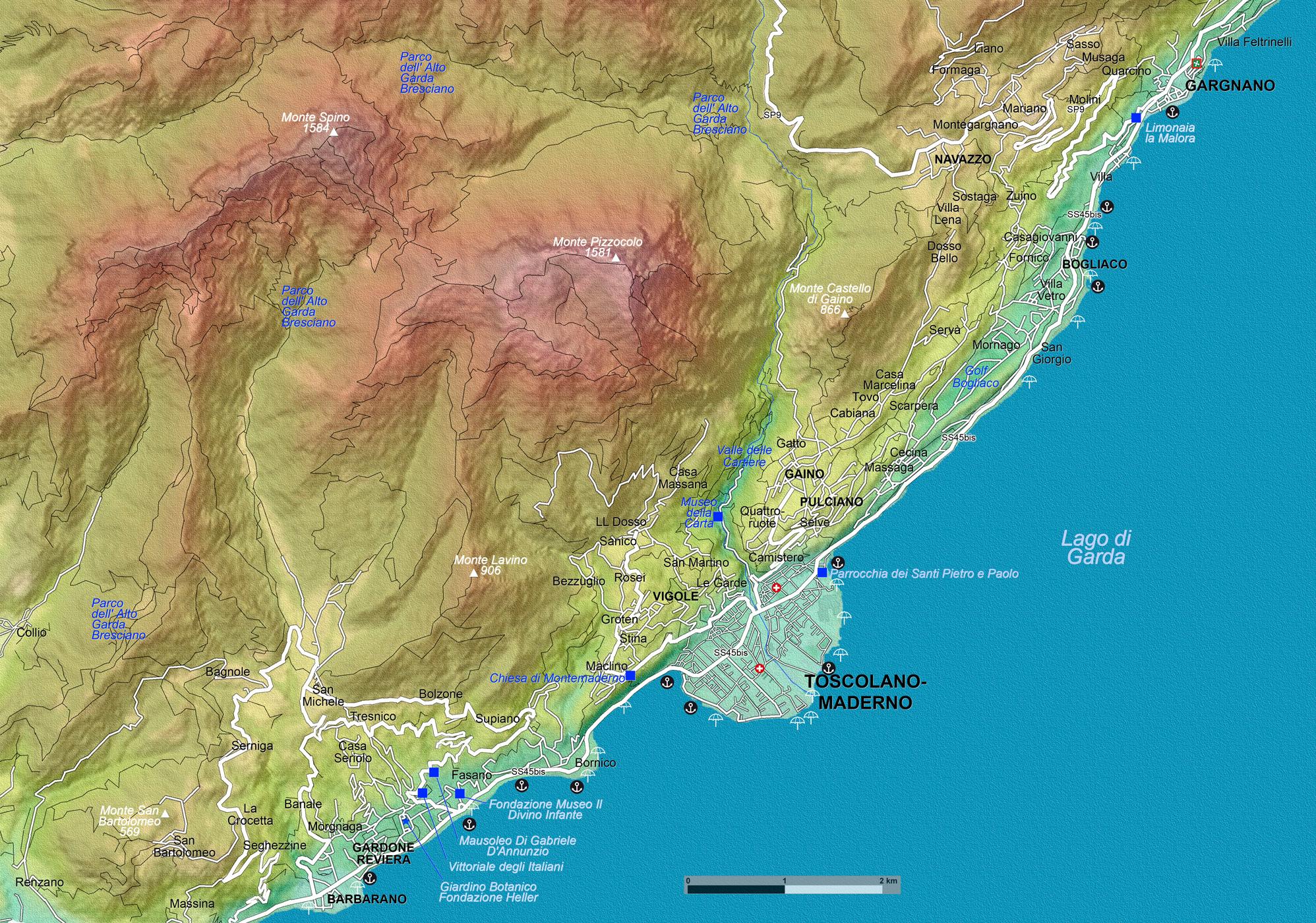 Beispielinhalt (Bild) Gardasee - Lago di Garda (Maßstab 1:33.000)