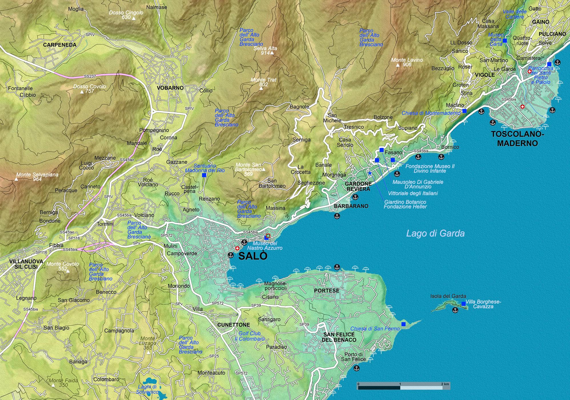 Beispielinhalt (Bild) Gardasee - Lago di Garda (Maßstab 1:33.000)