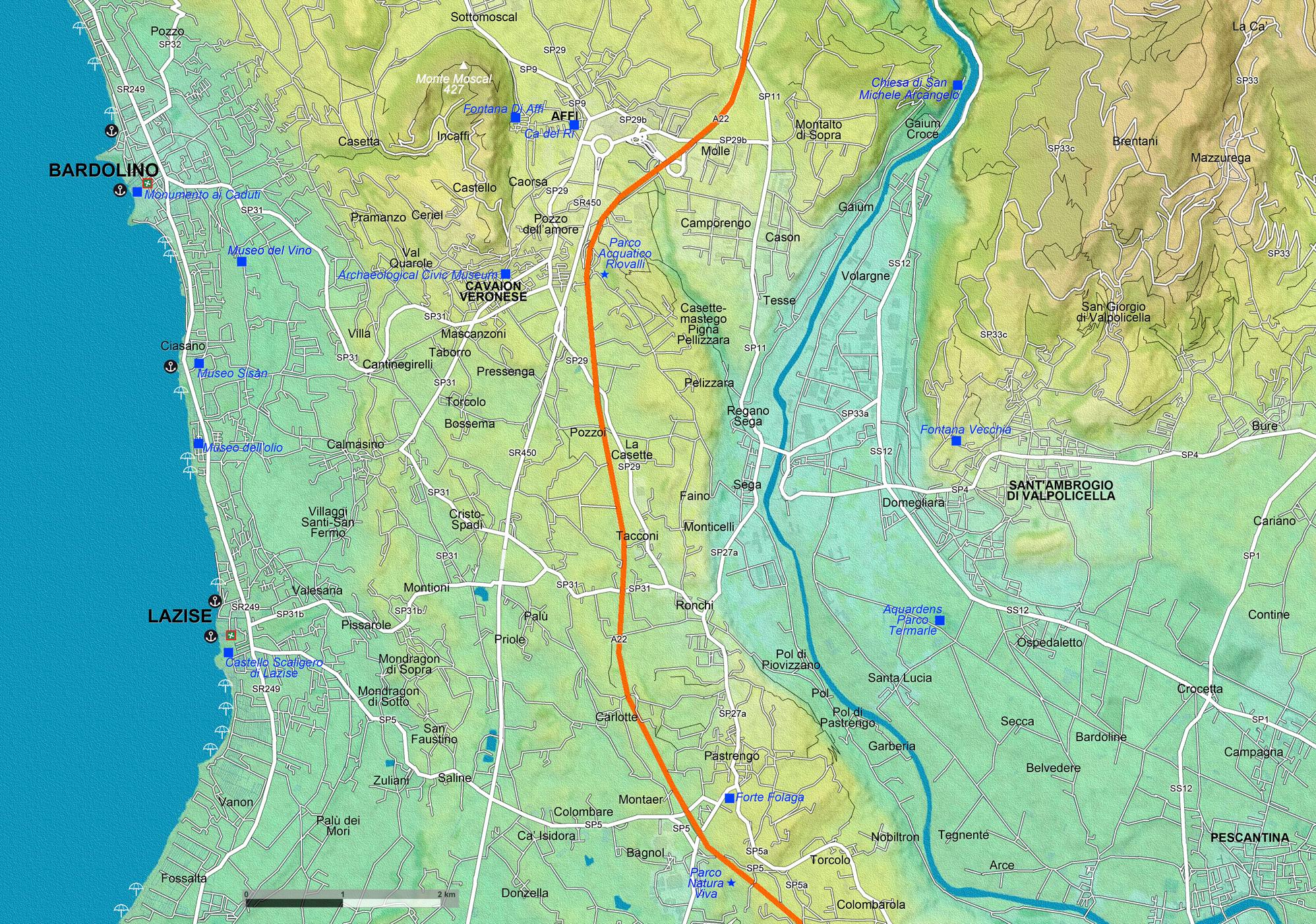 Beispielinhalt (Bild) Gardasee - Lago di Garda (Maßstab 1:33.000)