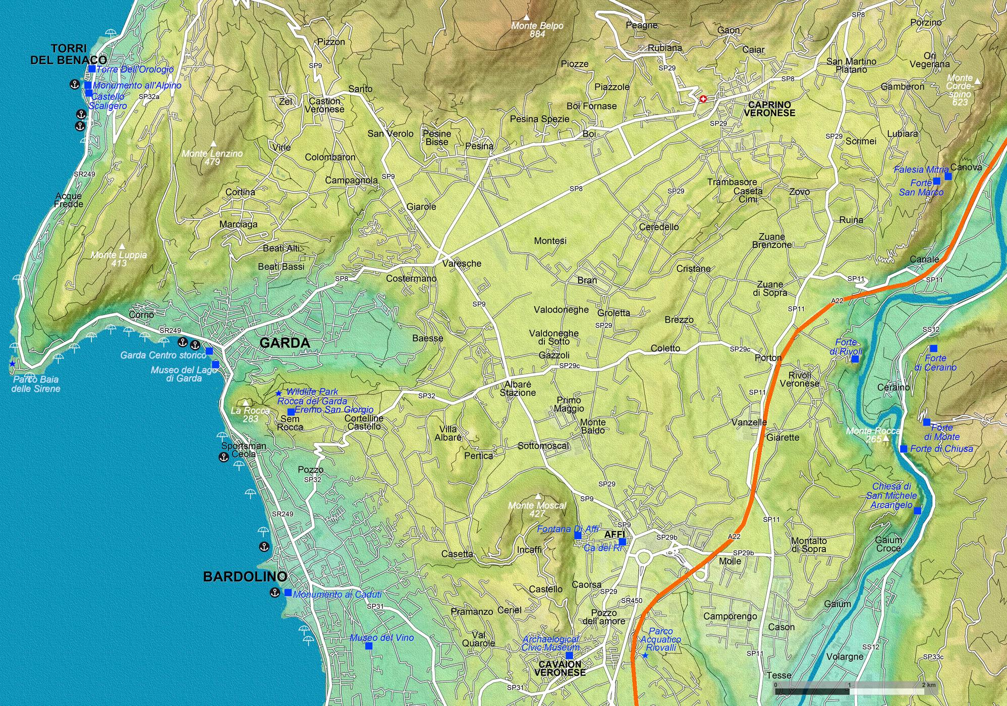 Beispielinhalt (Bild) Gardasee - Lago di Garda (Maßstab 1:33.000)