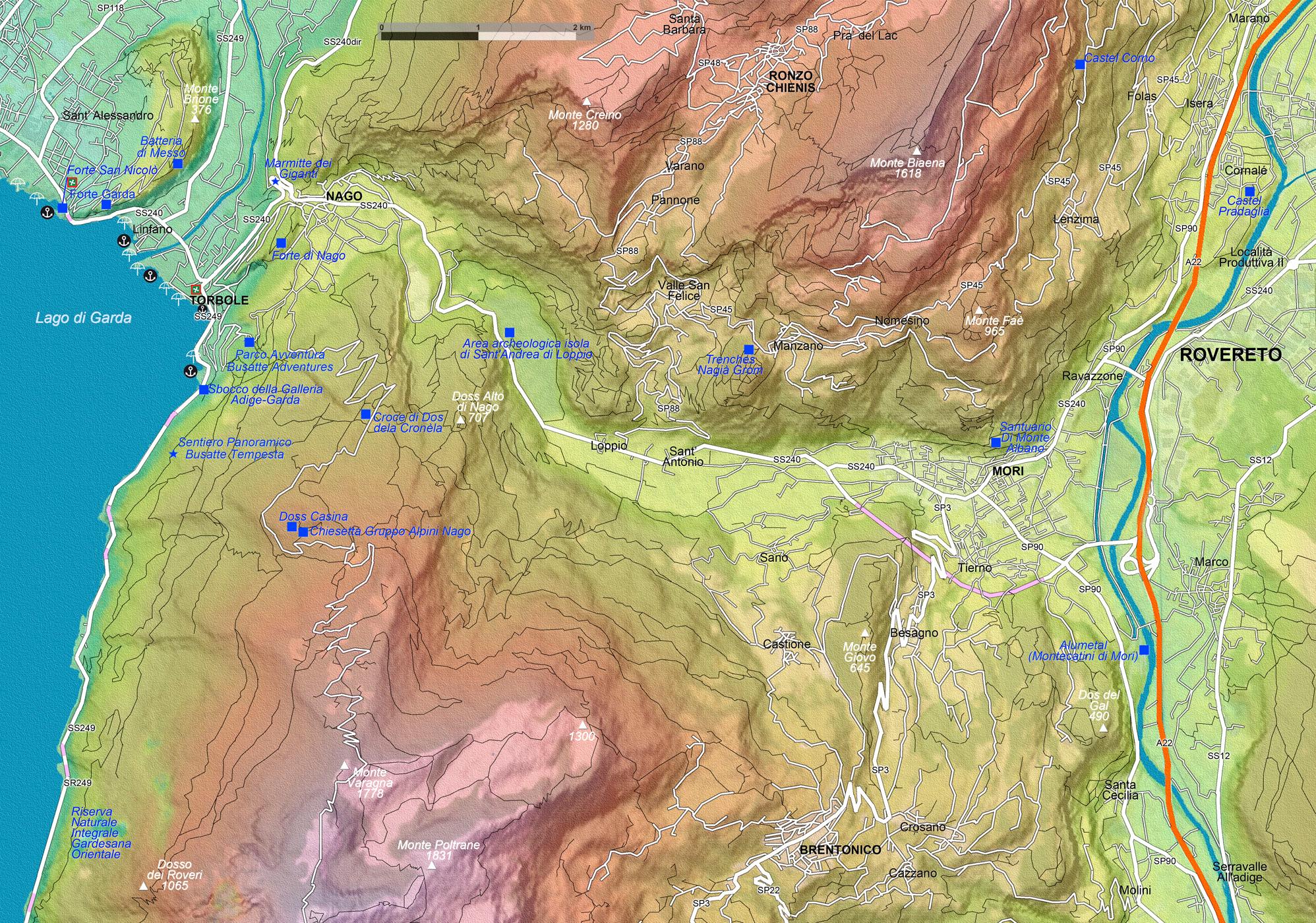 Beispielinhalt (Bild) Gardasee - Lago di Garda (Maßstab 1:33.000)