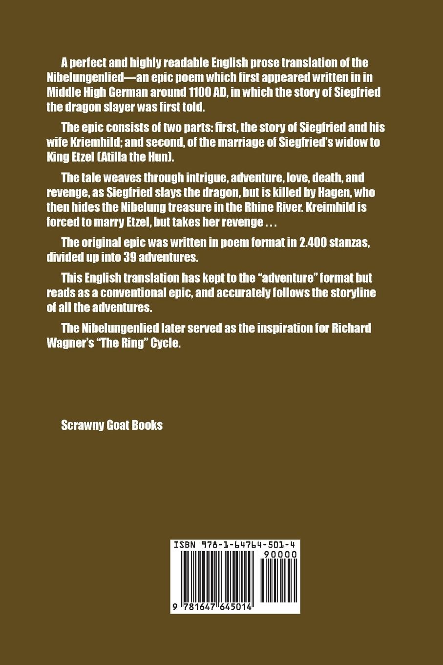 Rückseitencover The Nibelungenlied