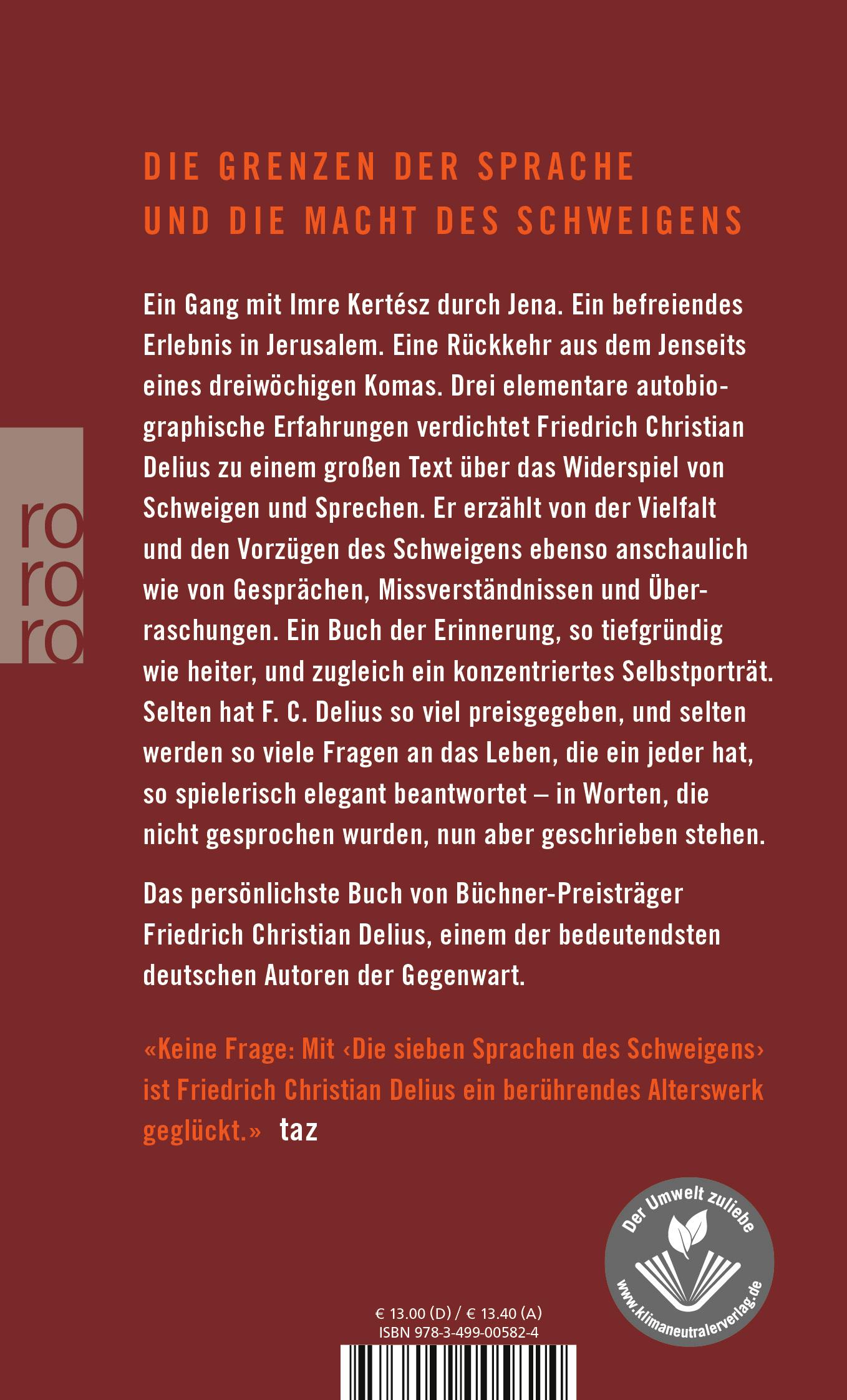 Rückseitencover Die sieben Sprachen des Schweigens
