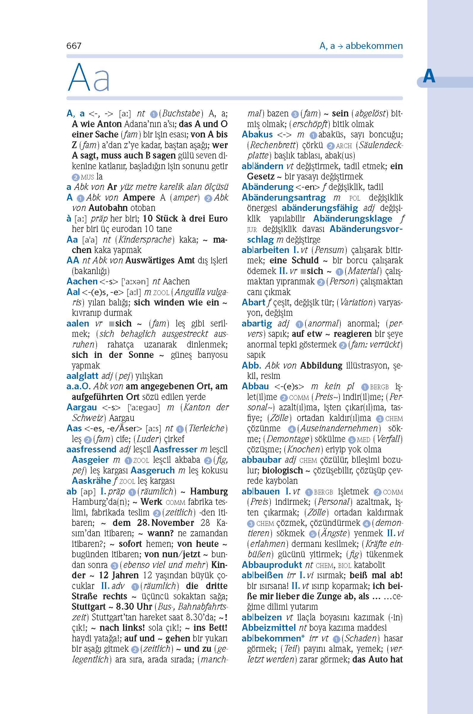 Beispielinhalt (Bild) PONS Kompaktwörterbuch Türkisch