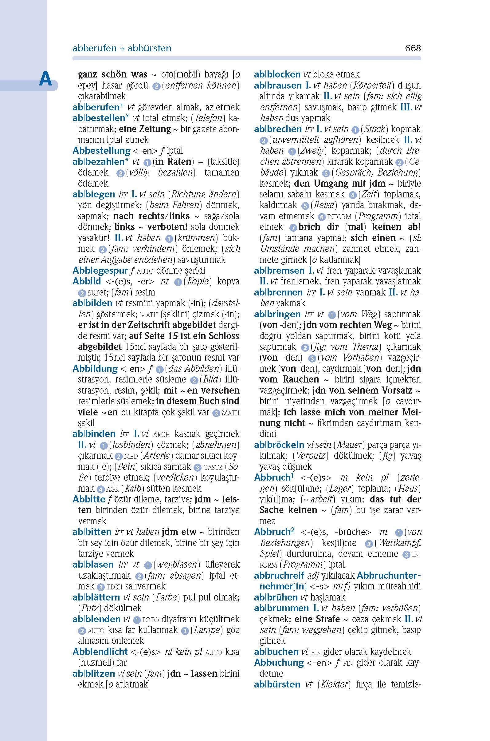 Beispielinhalt (Bild) PONS Kompaktwörterbuch Türkisch