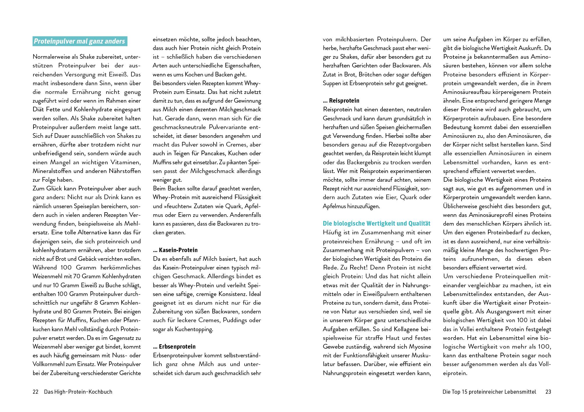 Beispielinhalt (Bild) Das High-Protein-Kochbuch