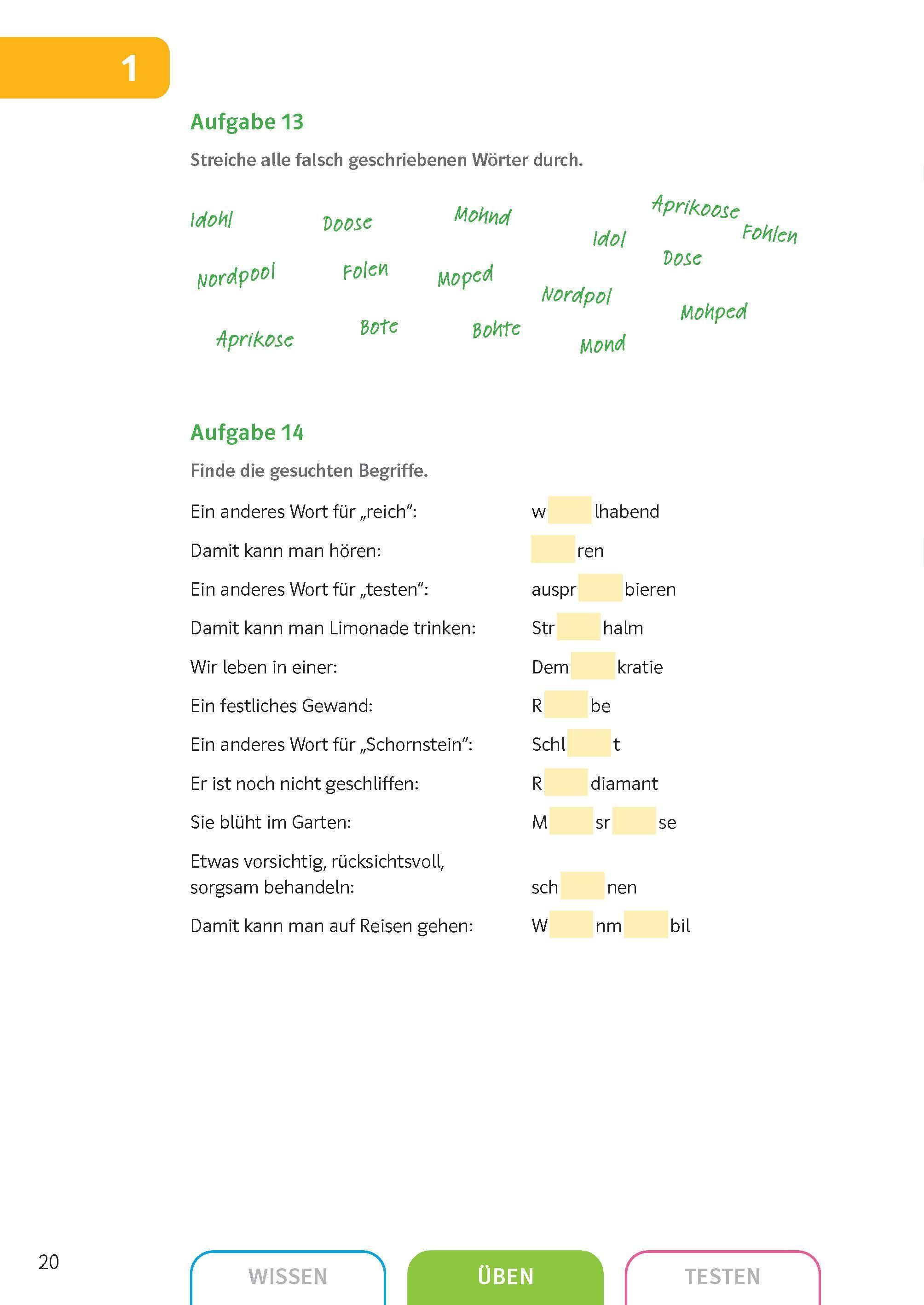 Beispielinhalt (Bild) Klett Sicher in Deutsch Rechtschreibung 7./8. Klasse