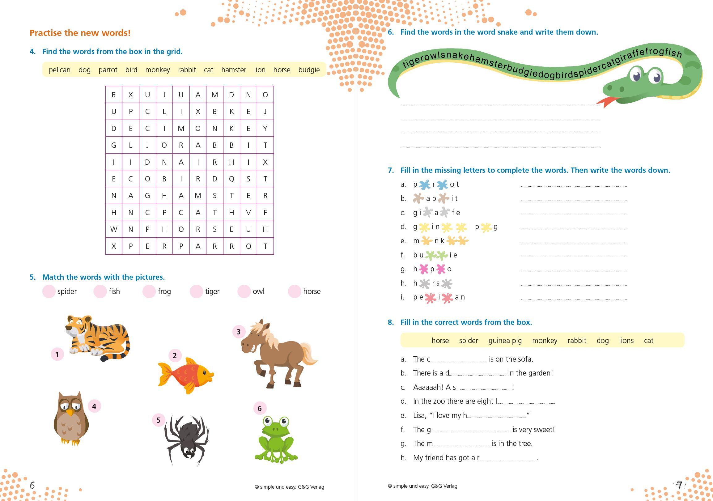 Beispielinhalt (Bild) simple und easy Englisch 1 - Vokabeltrainer
