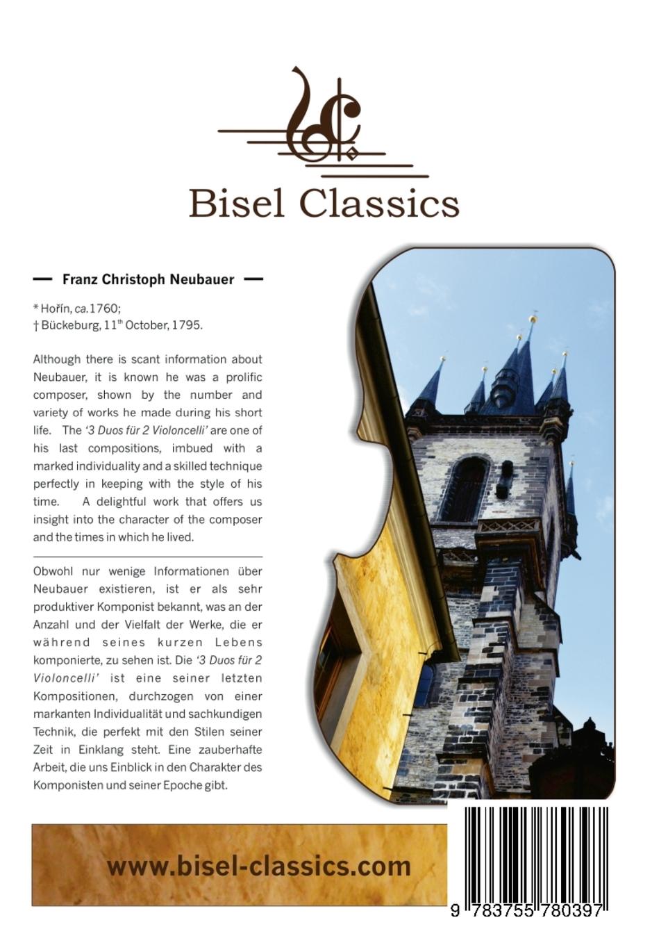 Rückseitencover 3 Duos für 2 Violoncelli, Opus 10