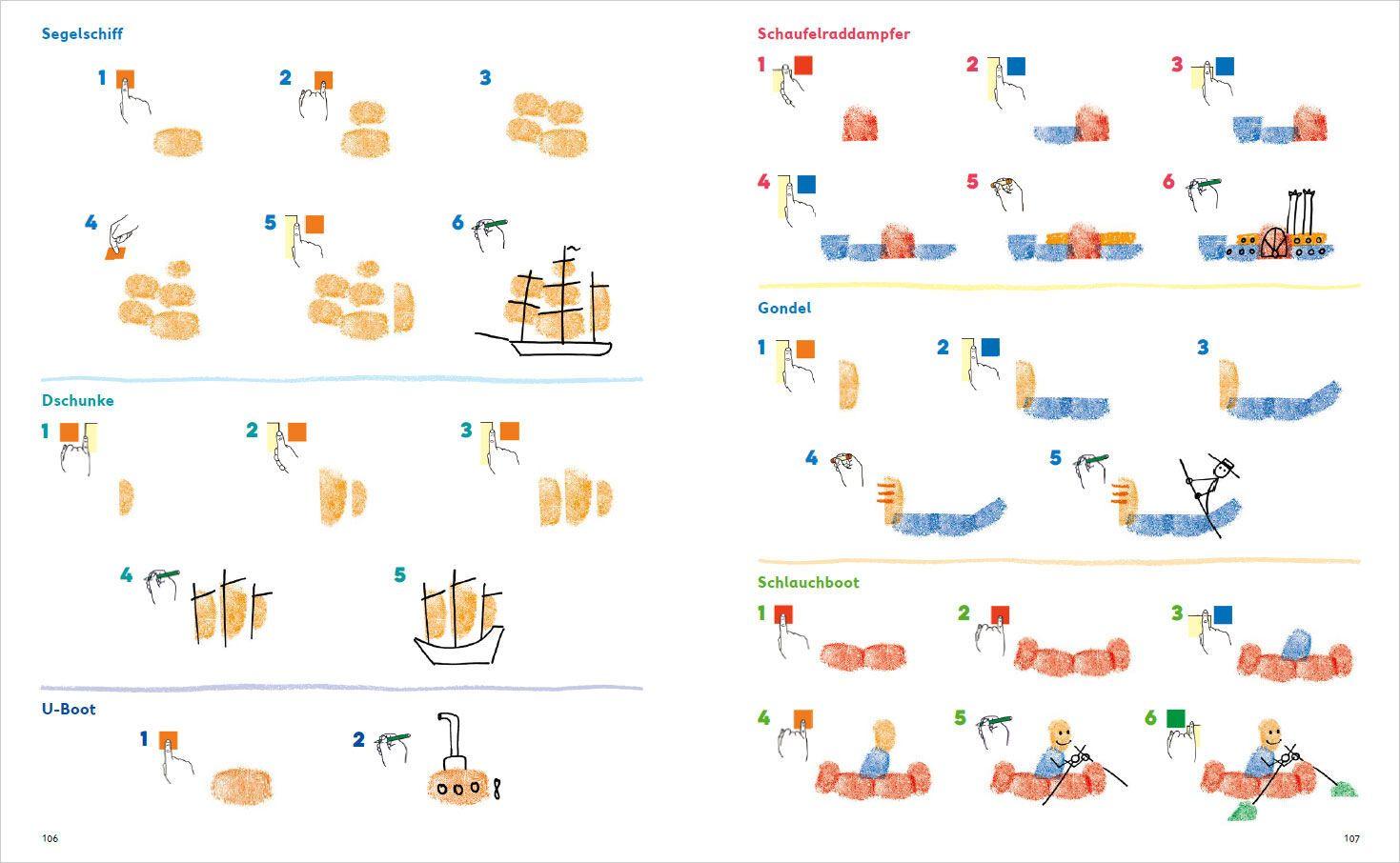 Beispielinhalt (Bild) Ich kann 333 Dinge fingerstempeln. Das große Fingerstempel-Buch für Kinder ab 5 Jahren