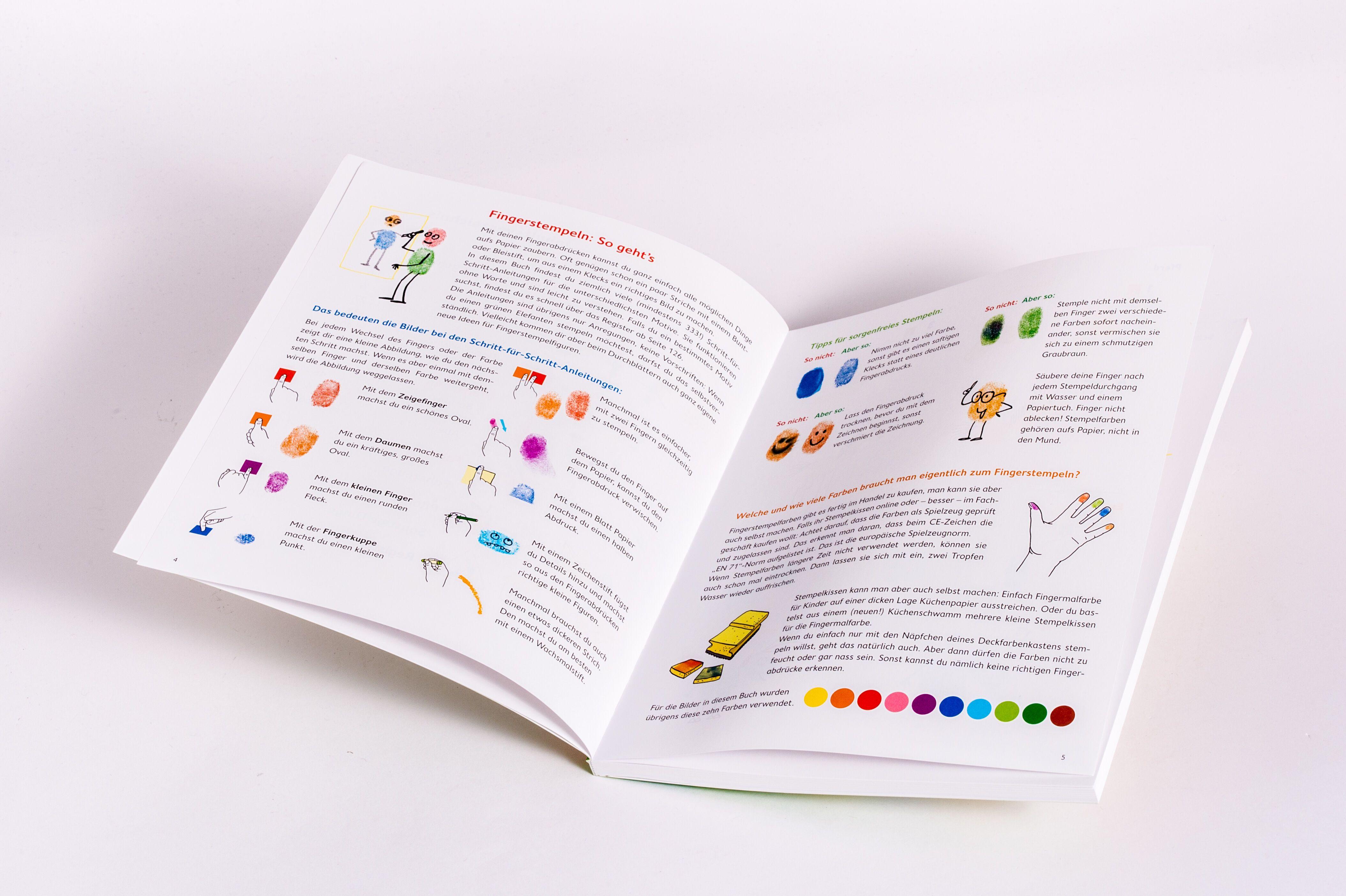 Beispielinhalt (Bild) Ich kann 333 Dinge fingerstempeln. Das große Fingerstempel-Buch für Kinder ab 5 Jahren