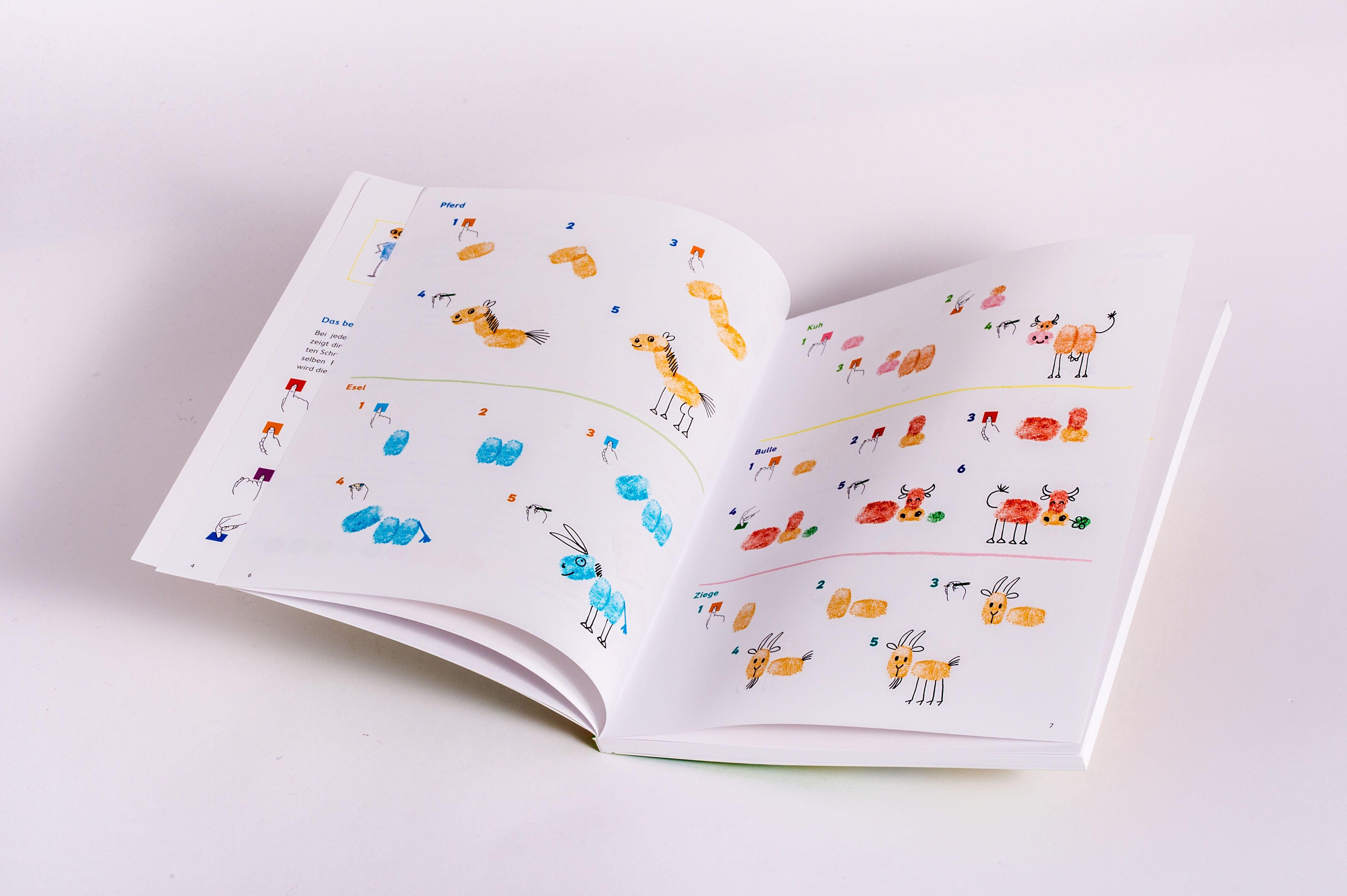 Beispielinhalt (Bild) Ich kann 333 Dinge fingerstempeln. Das große Fingerstempel-Buch für Kinder ab 5 Jahren