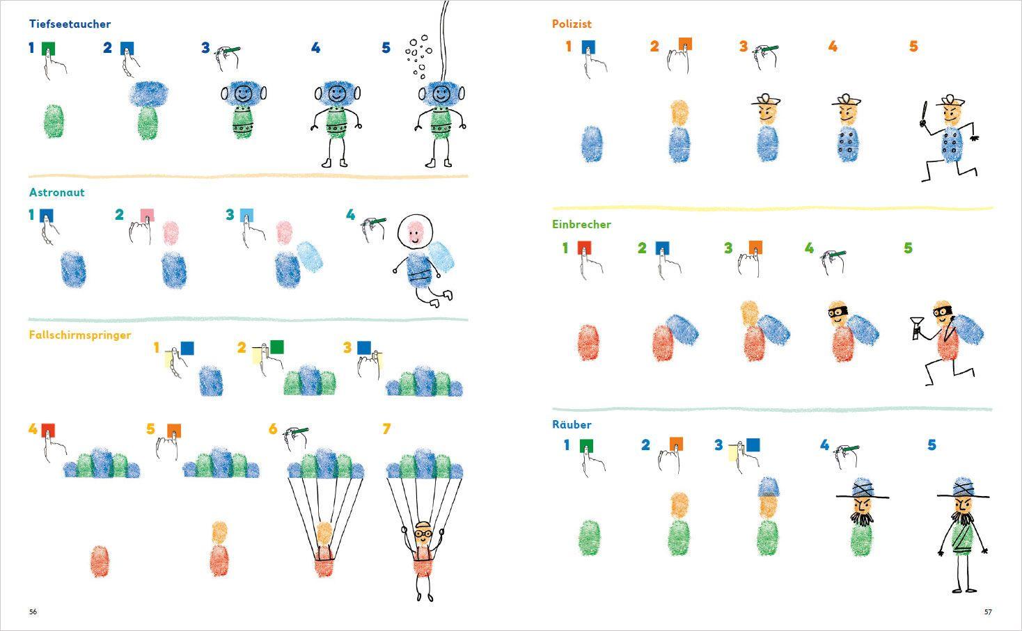 Beispielinhalt (Bild) Ich kann 333 Dinge fingerstempeln. Das große Fingerstempel-Buch für Kinder ab 5 Jahren