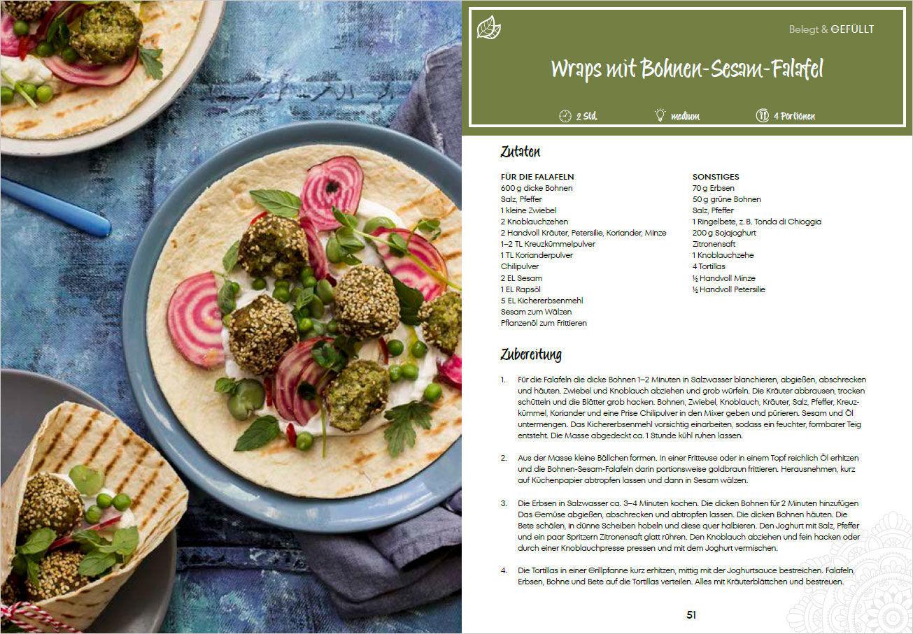 Beispielinhalt (Bild) Die besten Rezepte für Falafel. Bällchen & Dips - vegetarisch & vegan