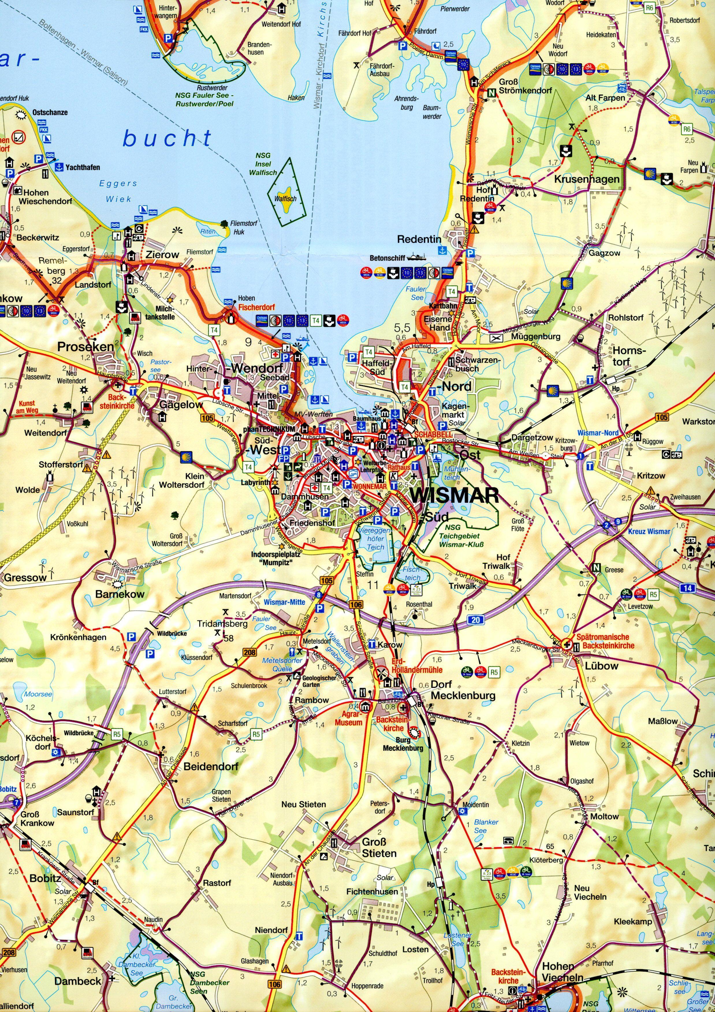 Beispielinhalt (Bild) Fahrradkarte Mecklenburgische Ostseeküste Wismar, Rostock