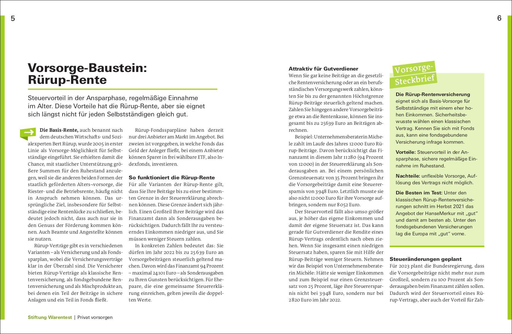 Beispielinhalt (Bild) Altersvorsorge für Selbstständige