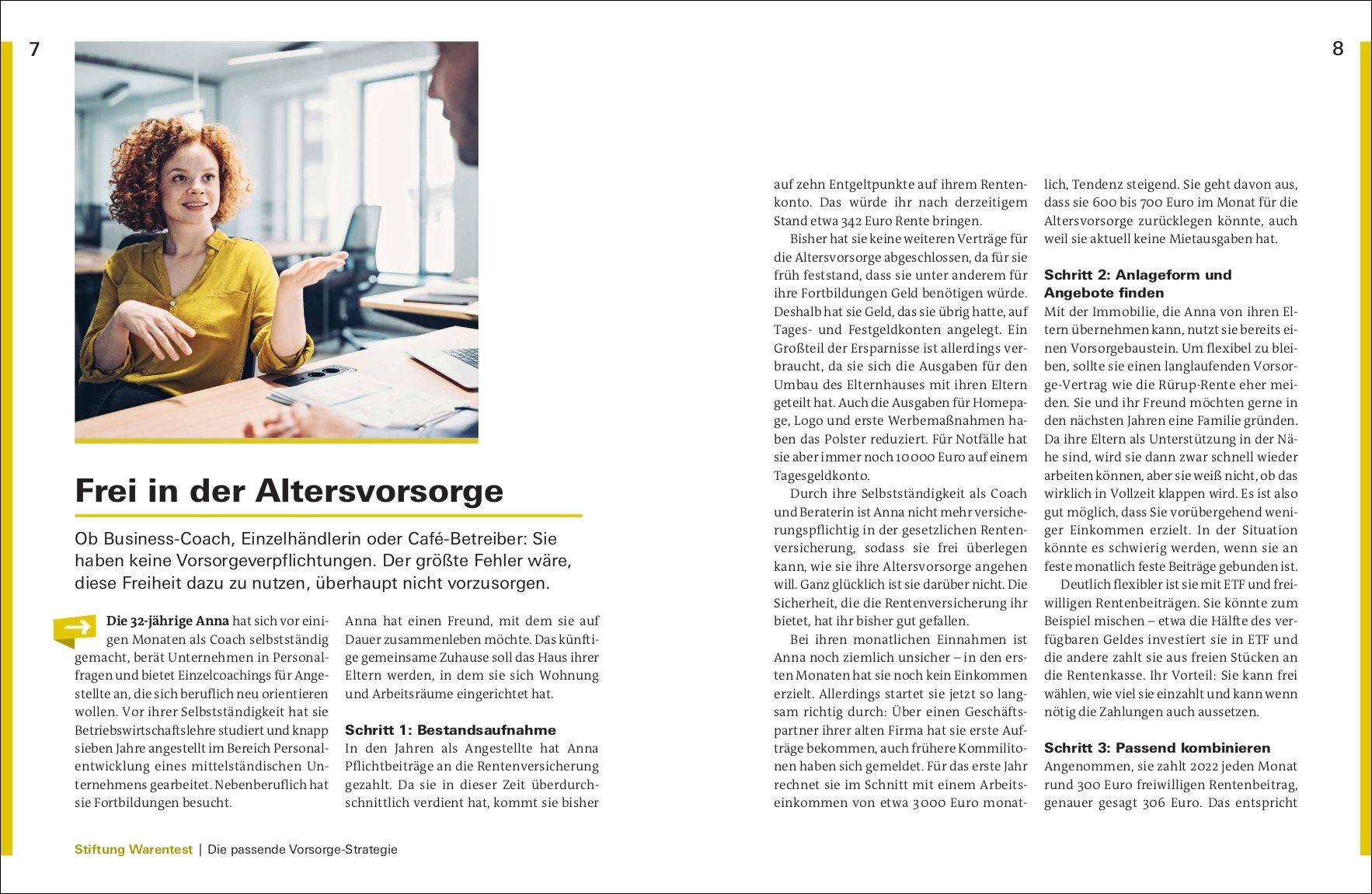 Beispielinhalt (Bild) Altersvorsorge für Selbstständige