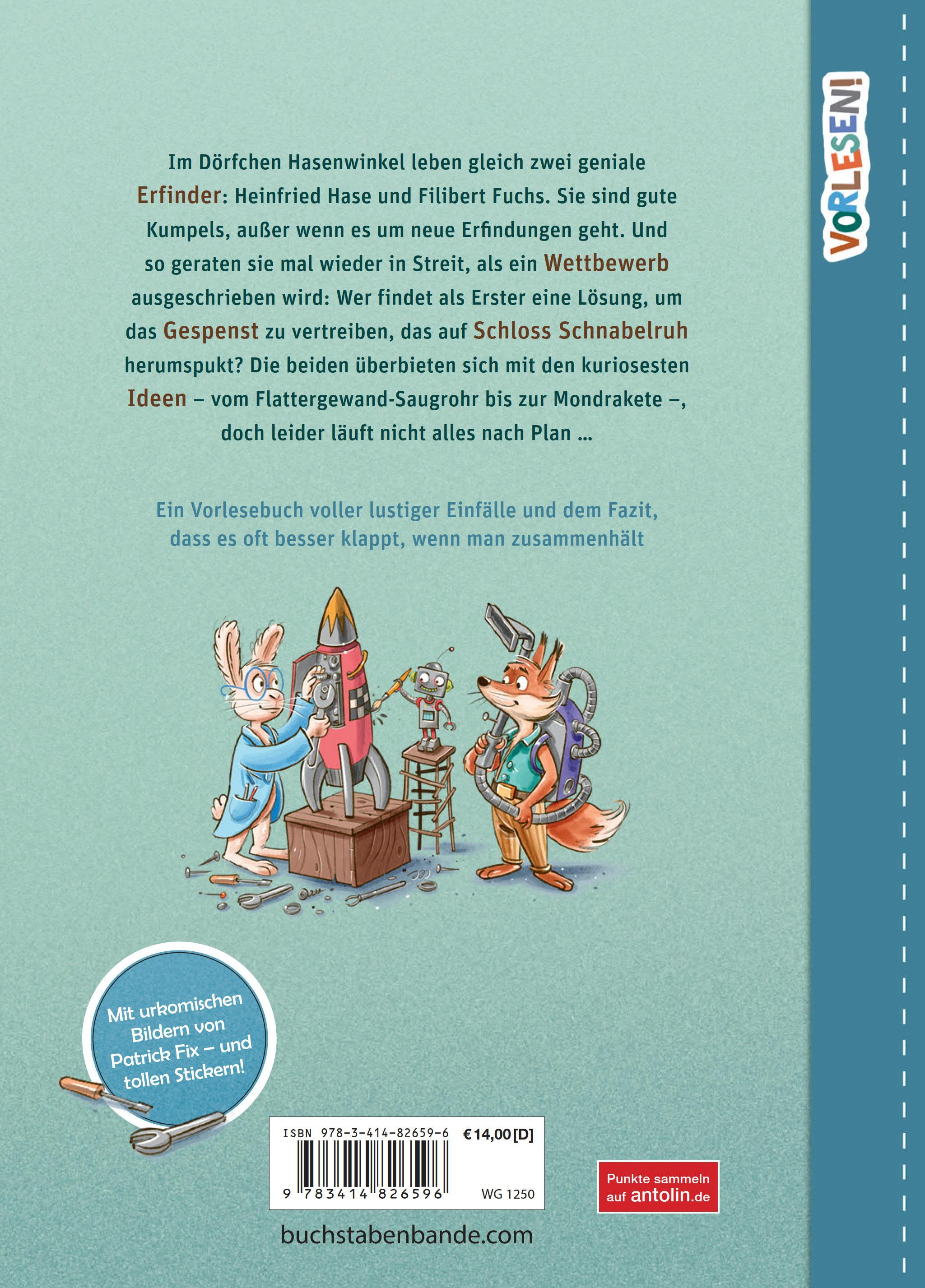 Beispielinhalt (Bild) VORLESEN! Zwei Erfinder für alle Fälle - Von Törtchenkanonen und Gespensterfallen