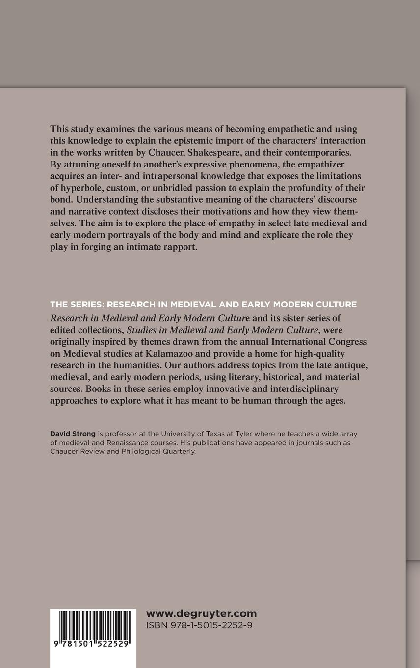 Rückseitencover The Bond of Empathy in Medieval and Early Modern Literature