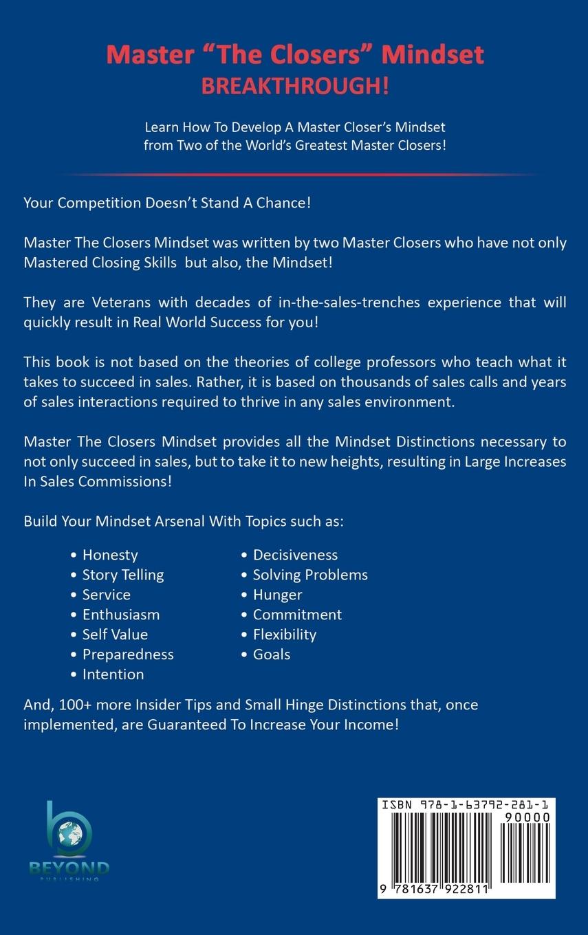 Rückseitencover Master the Closers Mindset Breakthrough