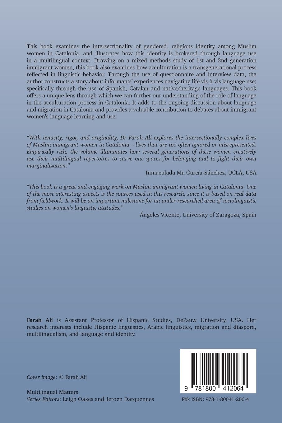 Rückseitencover Multilingualism and Gendered Immigrant Identity