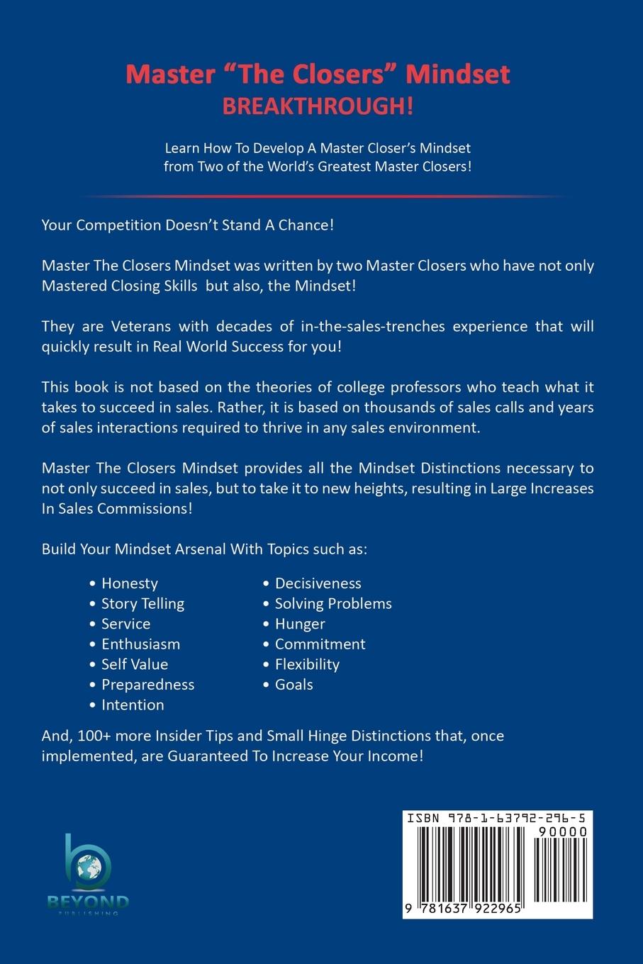 Rückseitencover Master the Closers Mindset Breakthrough