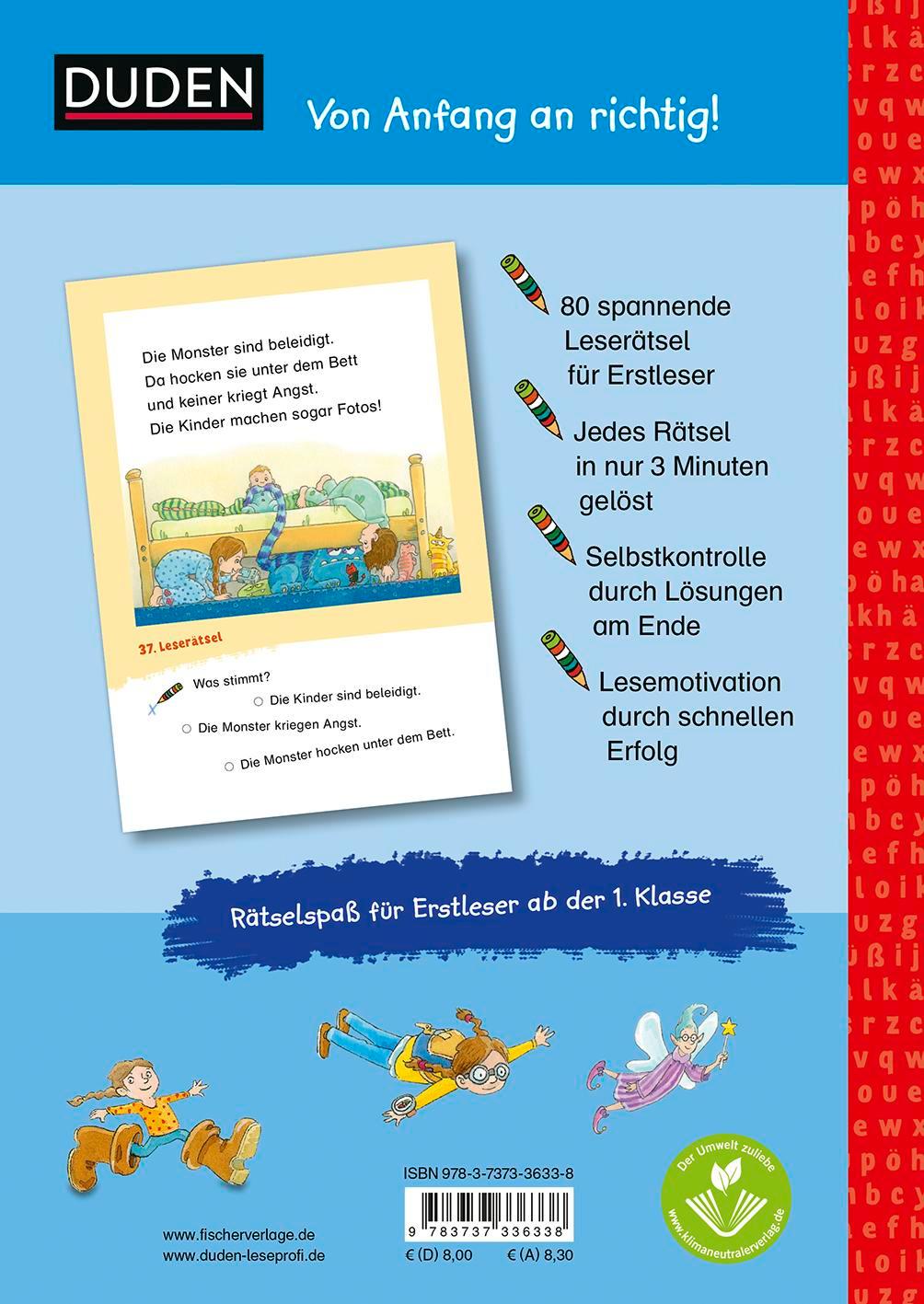 Rückseitencover Duden Leseprofi - Lustige Leserätsel für Erstleser, 1. Klasse
