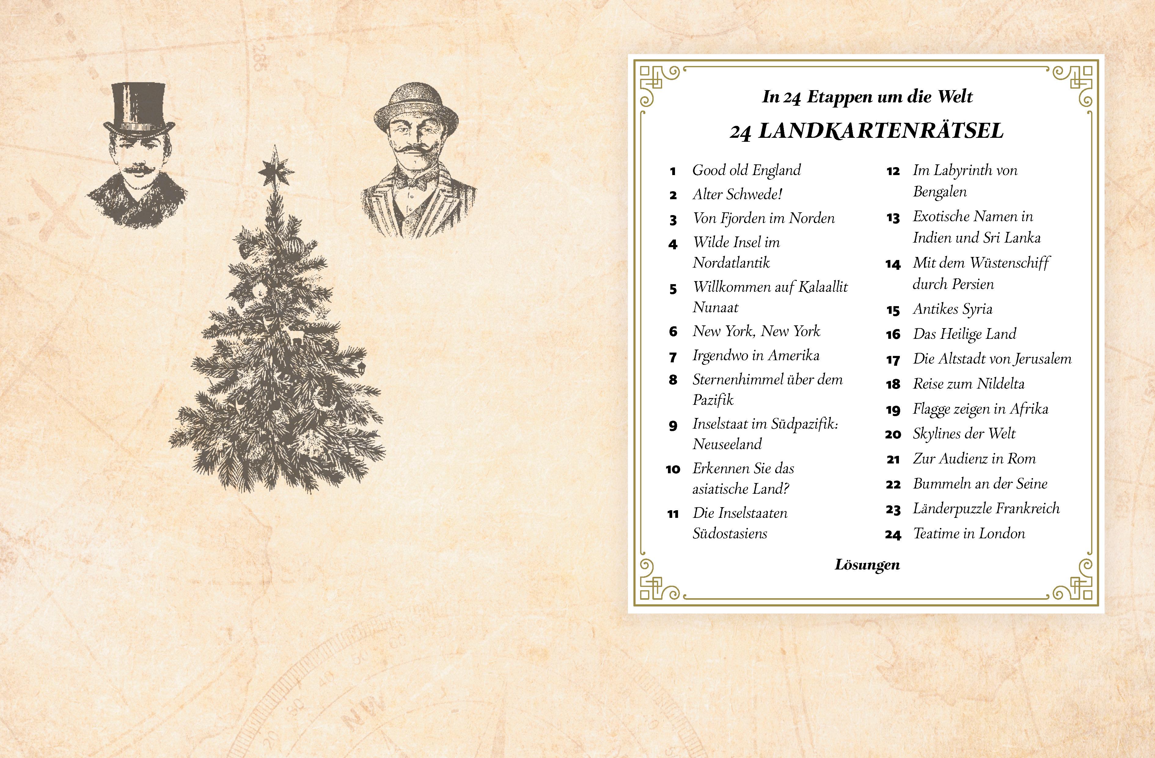 Beispielinhalt (Bild) Adventskalender der Landkartenrätsel. In 24 Etappen um die Welt