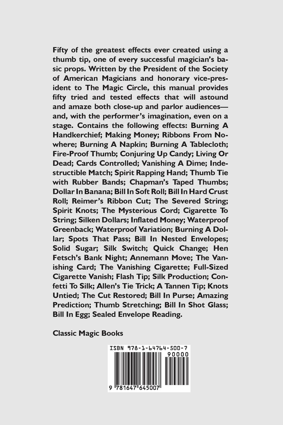 Rückseitencover Fifty Tricks With A Thumb Tip