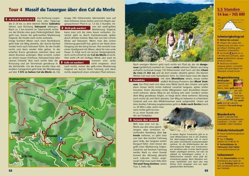 Beispielinhalt (Bild) Die wilden Berge der Ardèche-alle Wanderungen mit GPS-Track zum Download