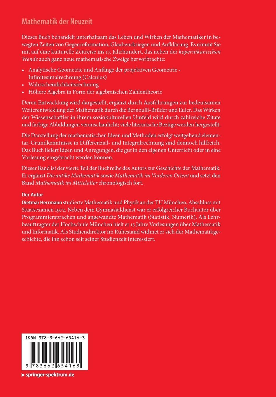 Rückseitencover Mathematik der Neuzeit