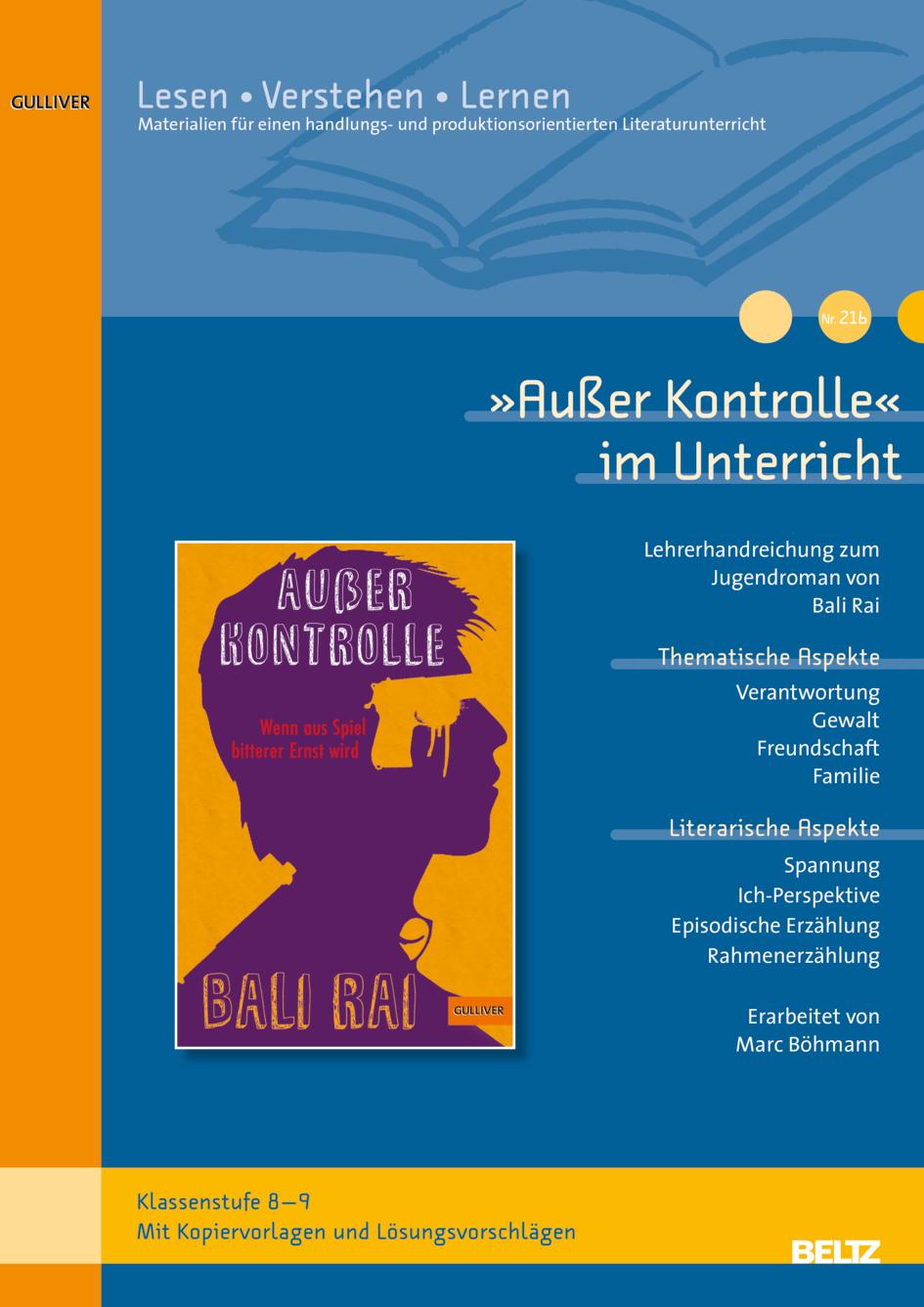 Vorderes Coverbild 'Außer Kontrolle' im Unterricht
