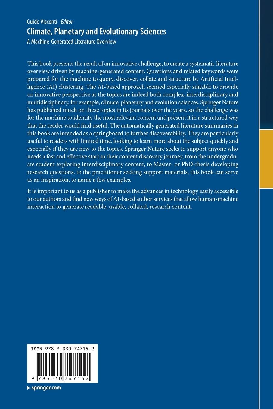 Rückseitencover Climate, Planetary and Evolutionary Sciences