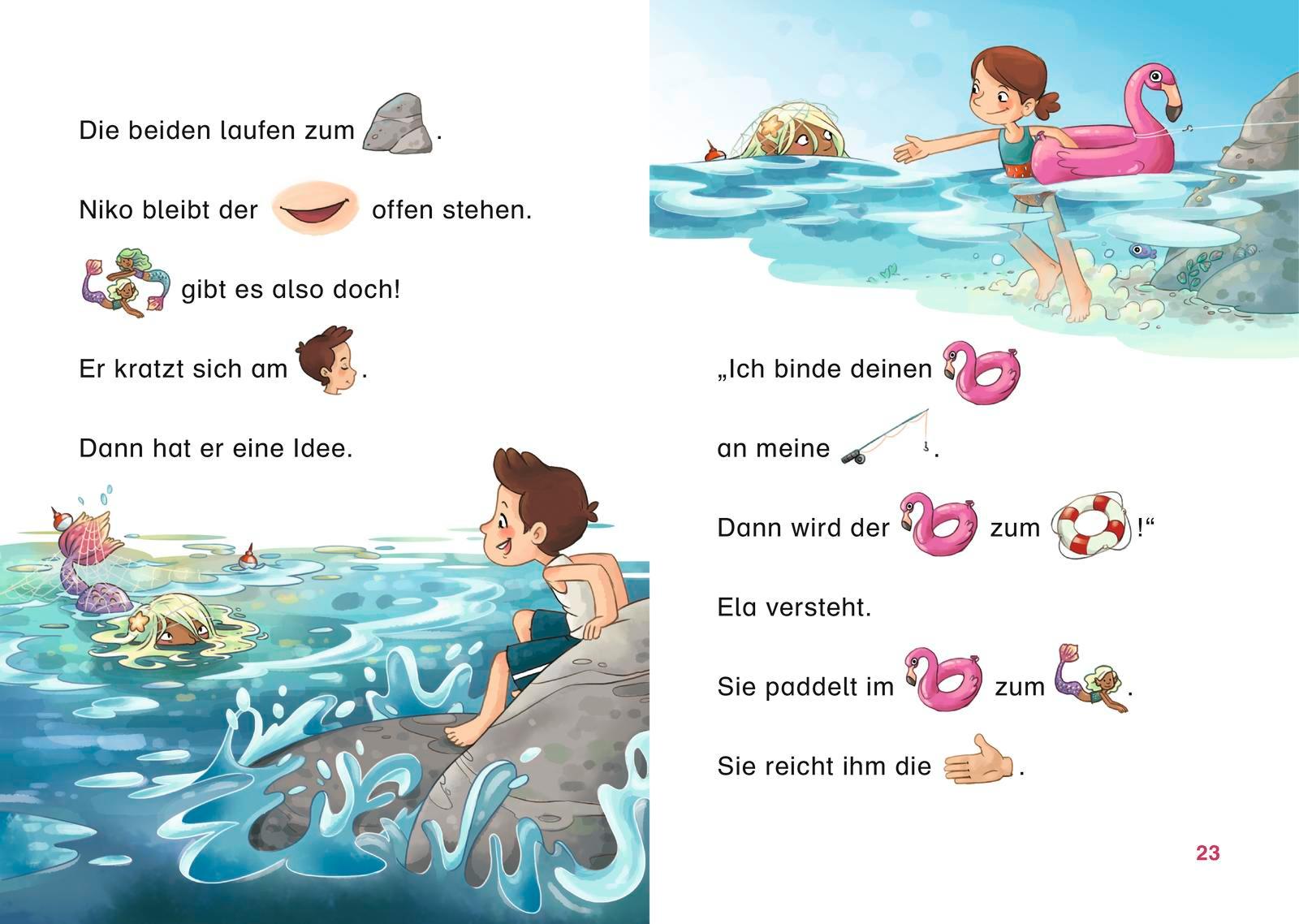 Beispielinhalt (Bild) Duden Leseprofi - Mit Bildern lesen lernen: Abenteuer mit dem Meermädchen