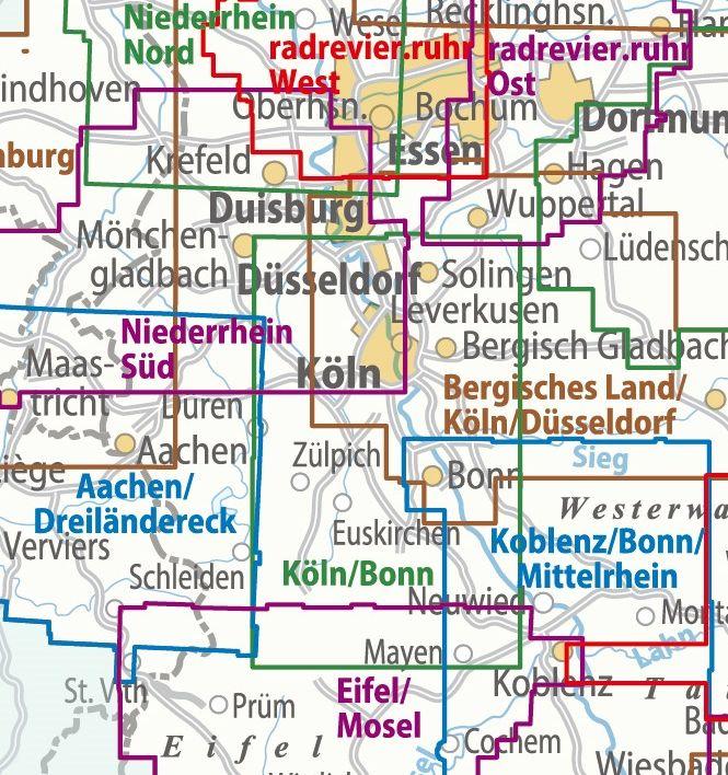 Beispielinhalt (Bild) ADFC-Regionalkarte Köln/Bonn, 1:75.000, mit Tagestourenvorschlägen, reiß- und wetterfest, E-Bike-geeignet, mit Knotenpunkten, GPS-Tracks-Download