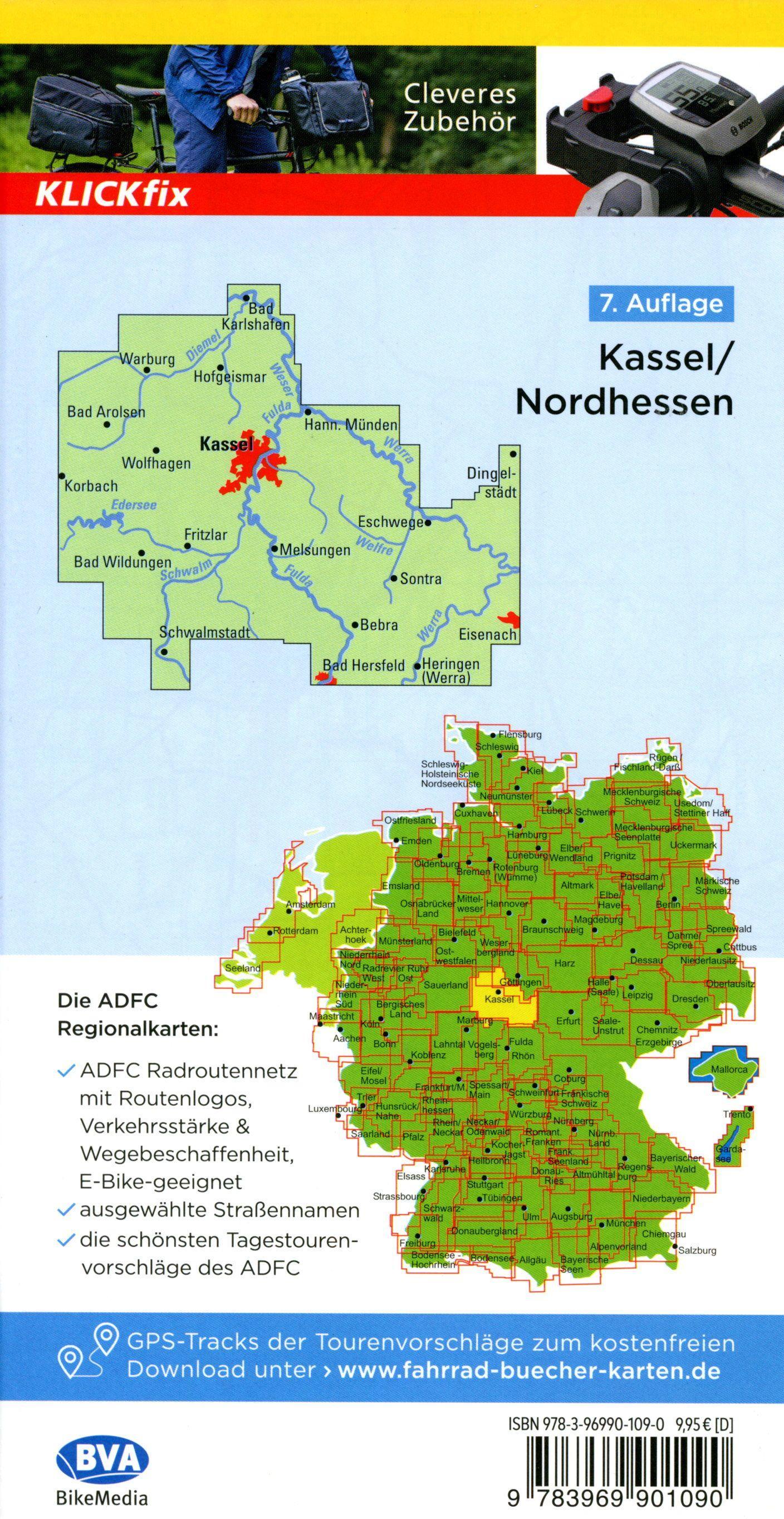 Beispielinhalt (Bild) ADFC-Regionalkarte Kassel Nordhessen, 1:75.000, mit Tagestourenvorschlägen, reiß- und wetterfest, E-Bike-geeignet, GPS-Tracks-Download
