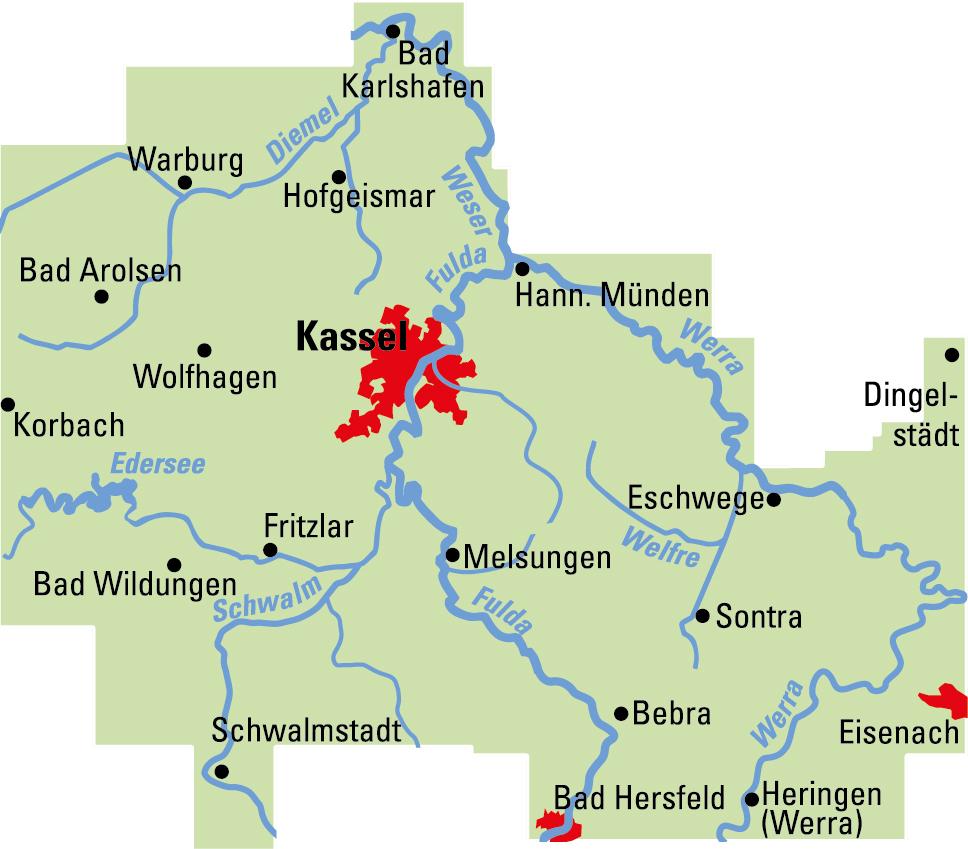 Rückseitencover ADFC-Regionalkarte Kassel Nordhessen, 1:75.000, mit Tagestourenvorschlägen, reiß- und wetterfest, E-Bike-geeignet, GPS-Tracks-Download