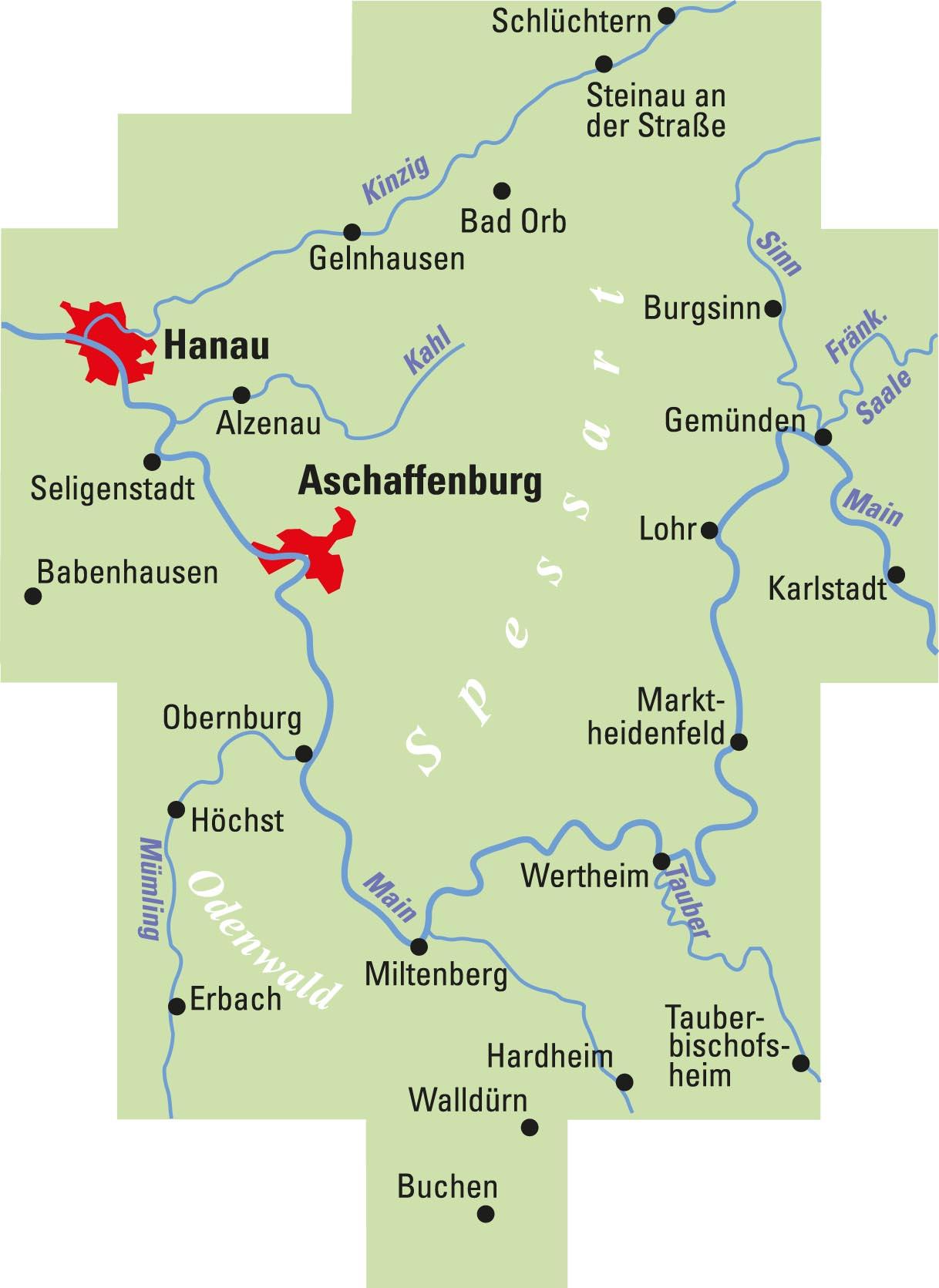 Rückseitencover ADFC-Regionalkarte Spessart/Main/Odenwald, 1:75.000, mit Tagestourenvorschlägen, reiß- und wetterfest, E-Bike-geeignet, GPS-Tracks Download