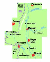 Rückseitencover ADFC-Regionalkarte Emsland Grafschaft Bentheim, 1:75.000, mit Tagestourenvorschlägen, reiß- und wetterfest, E-Bike-geeignet, mit Knotenpunkten, GPS-Tracks Download