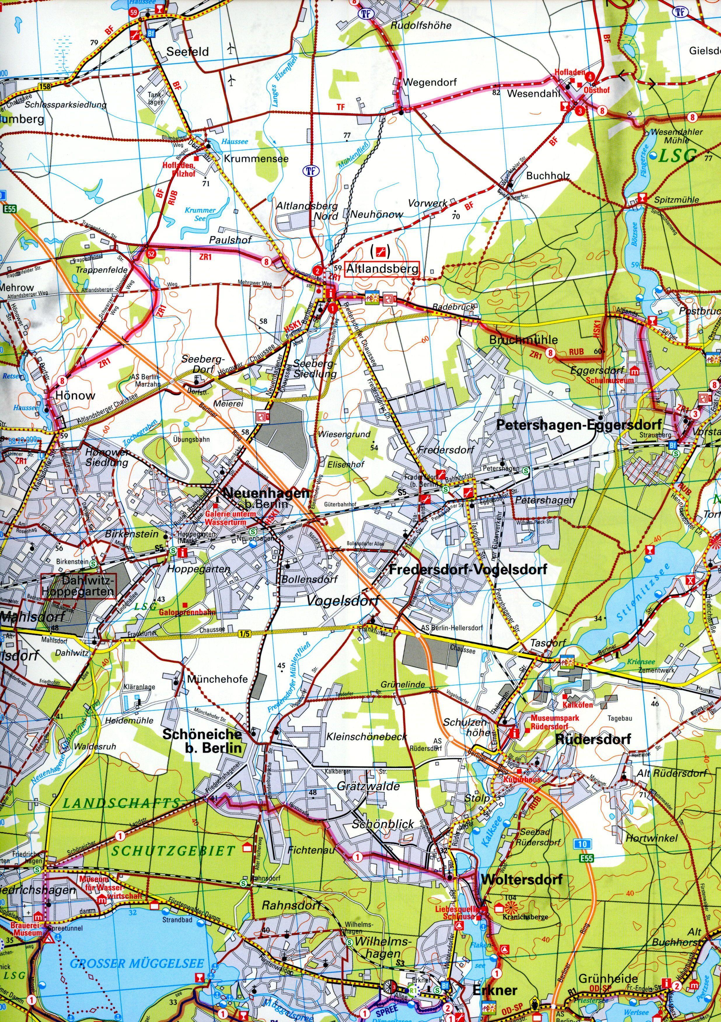 Beispielinhalt (Bild) ADFC-Regionalkarte Märkische Schweiz Oderbruch, 1:75.000, mit Tagestourenvorschlägen, reiß- und wetterfest, E-Bike-geeignet, GPS-Tracks Download