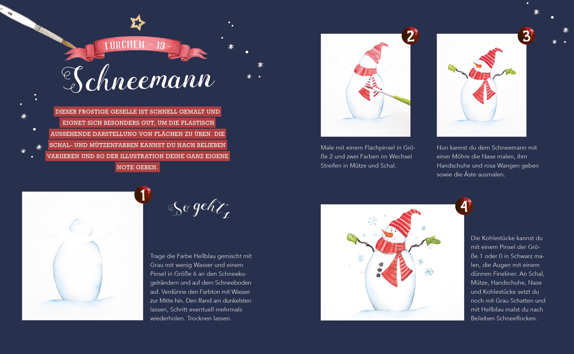 Beispielinhalt (Bild) Mein Adventskalender-Buch: Winter-Watercolor-Land
