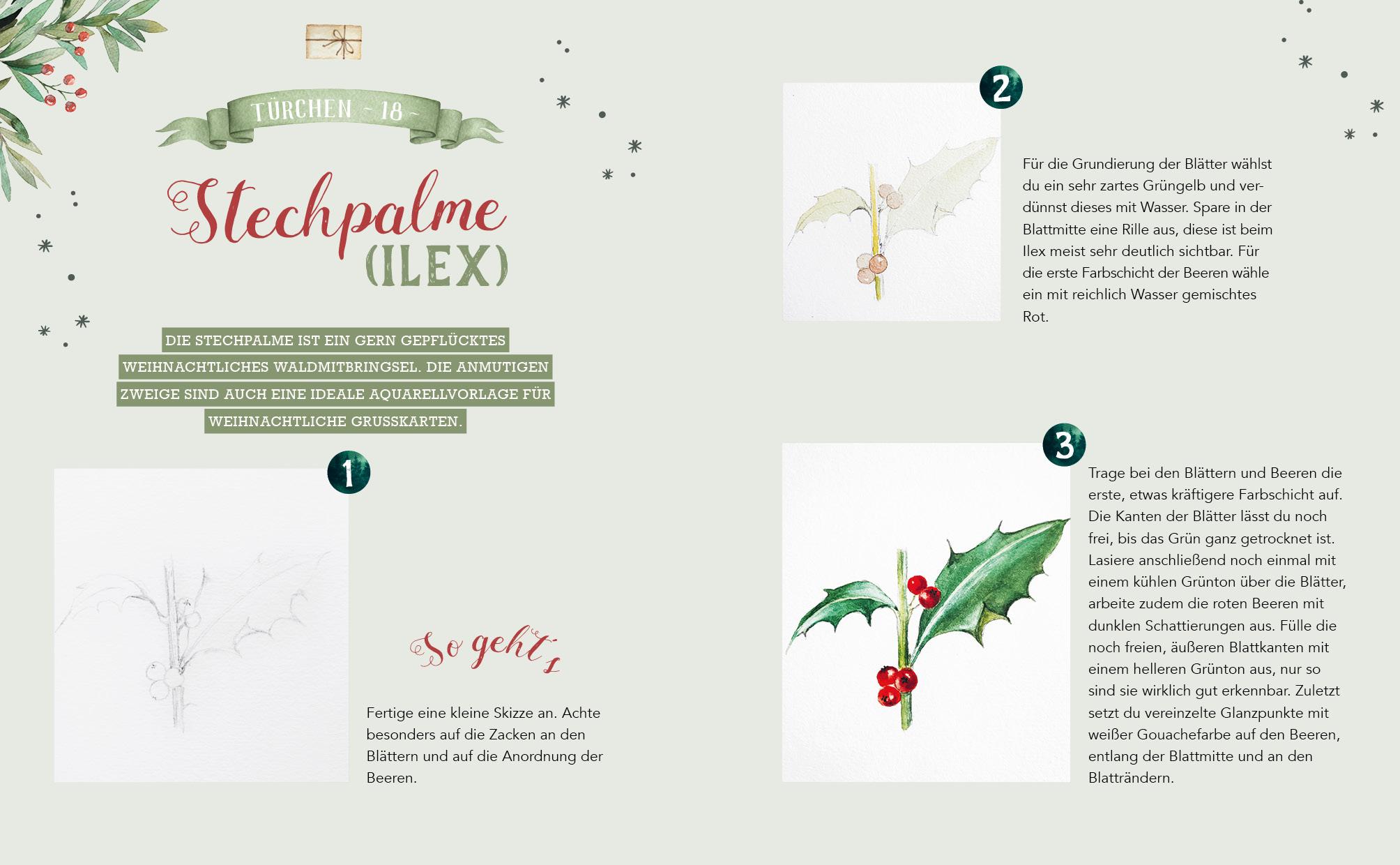 Beispielinhalt (Bild) Mein Adventskalender-Buch: Winter-Watercolor-Land
