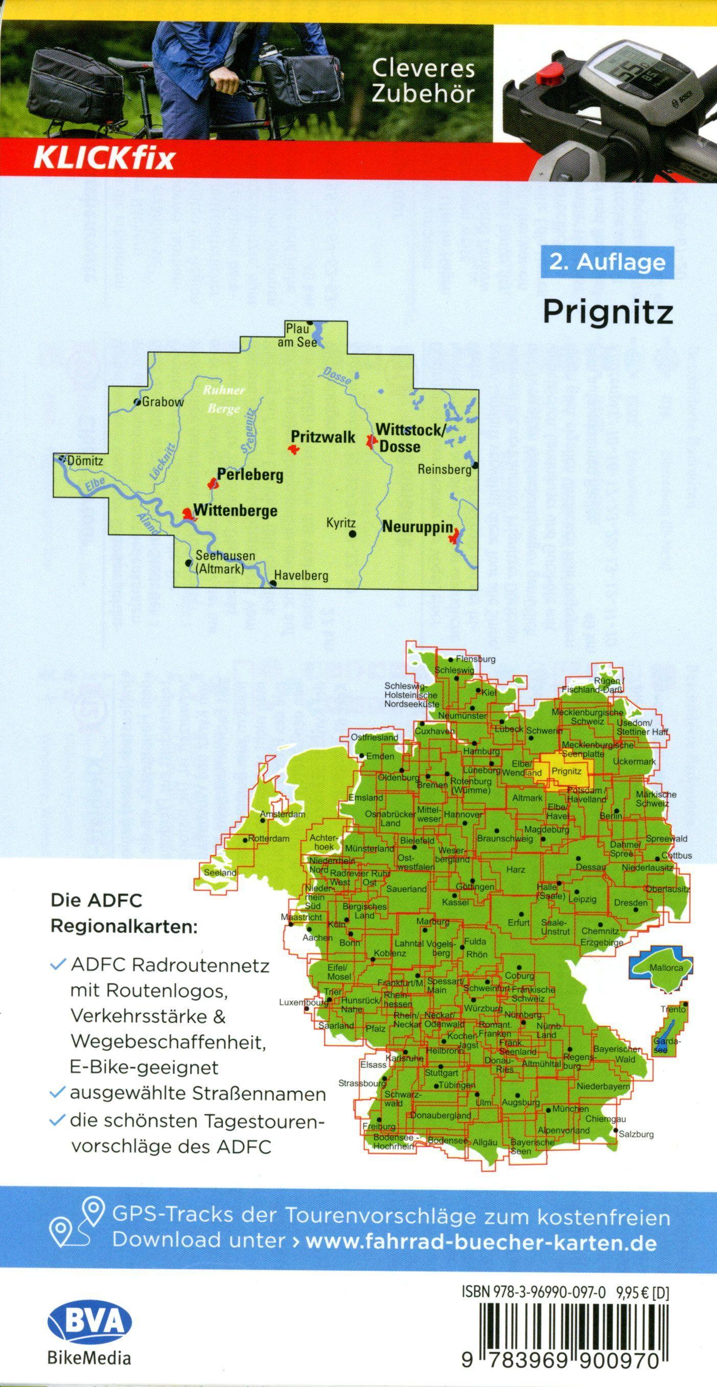 Beispielinhalt (Bild) ADFC-Regionalkarte Prignitz, 1:75.000, mit Tagestourenvorschlägen, reiß- und wetterfest, E-Bike-geeignet, mit Knotenpunkten, GPS-Tracks Download,