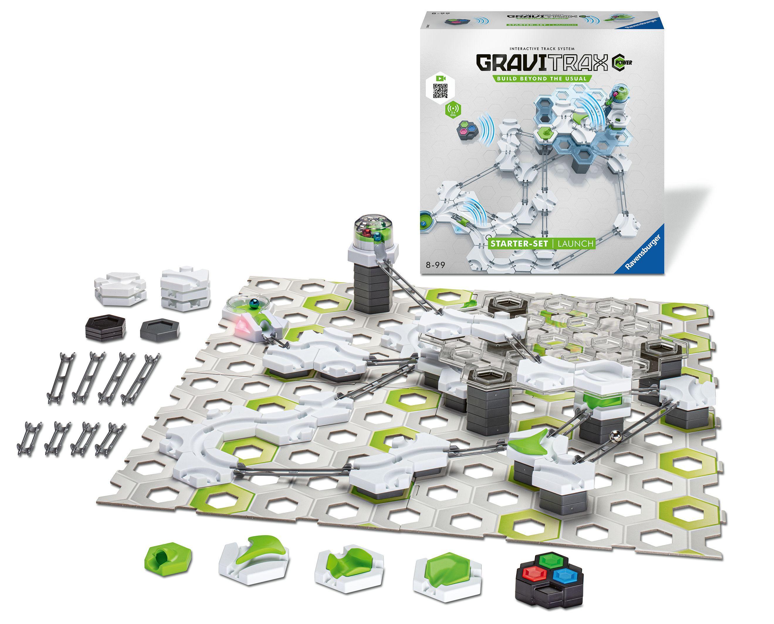 Beispielinhalt (Bild) Ravensburger GraviTrax Power Starter-Set Launch - Erweiterbare Kugelbahn für Kinder, Interaktive Murmelbahn, Lernspielzeug und Konstruktionsspielzeug ab 8 Jahren