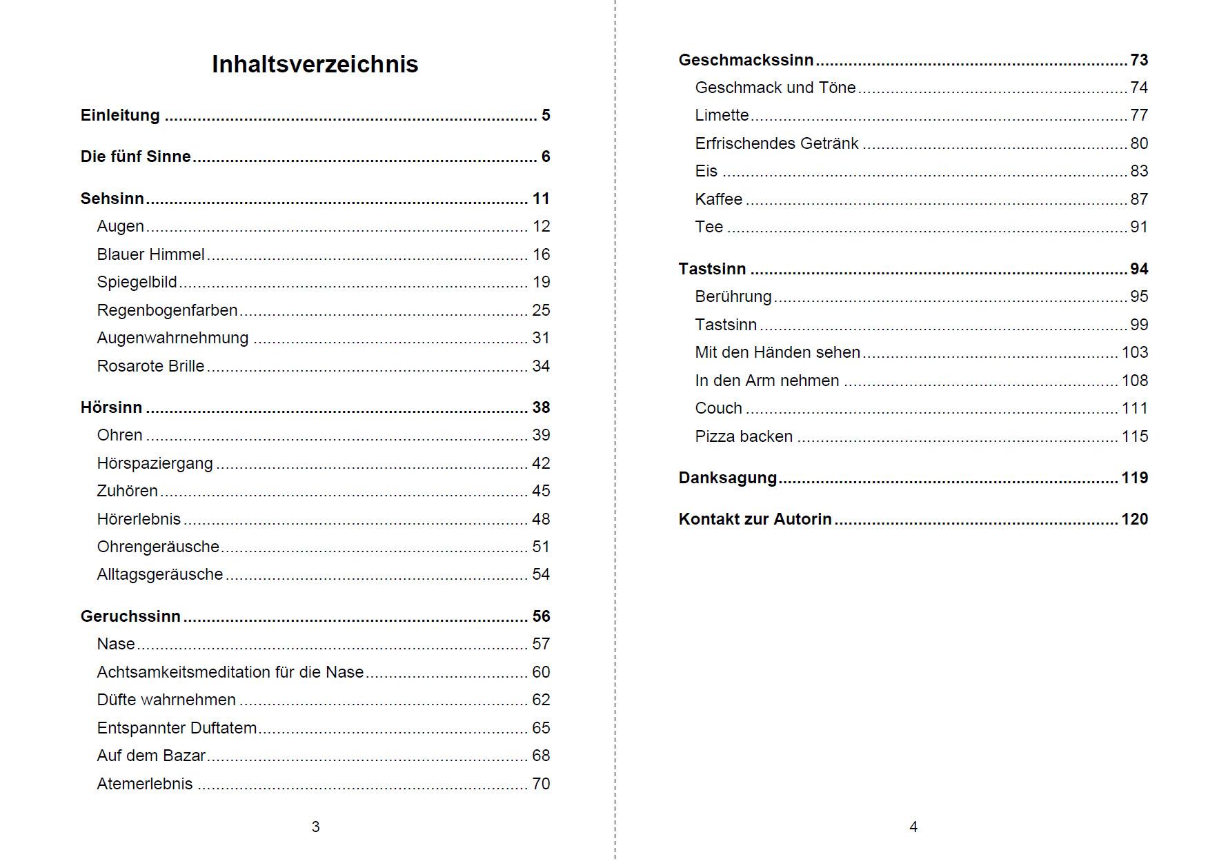 Beispielinhalt (Bild) 30 Meditationen zum Eintauchen in die Welt der Sinne
